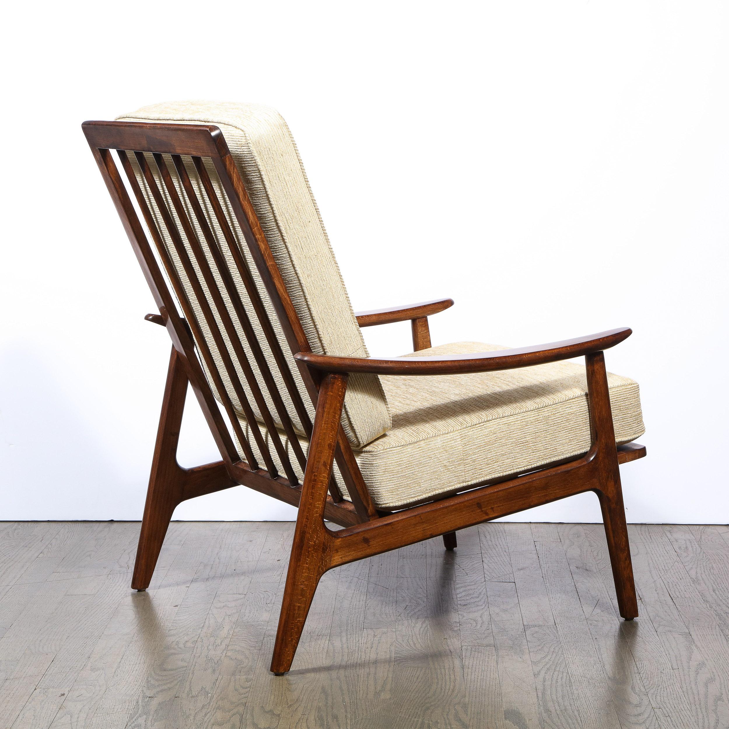 Mid-Century Modern Hand Rubbed Walnut Lounge Chair in Holly Hunt Upholstery 5