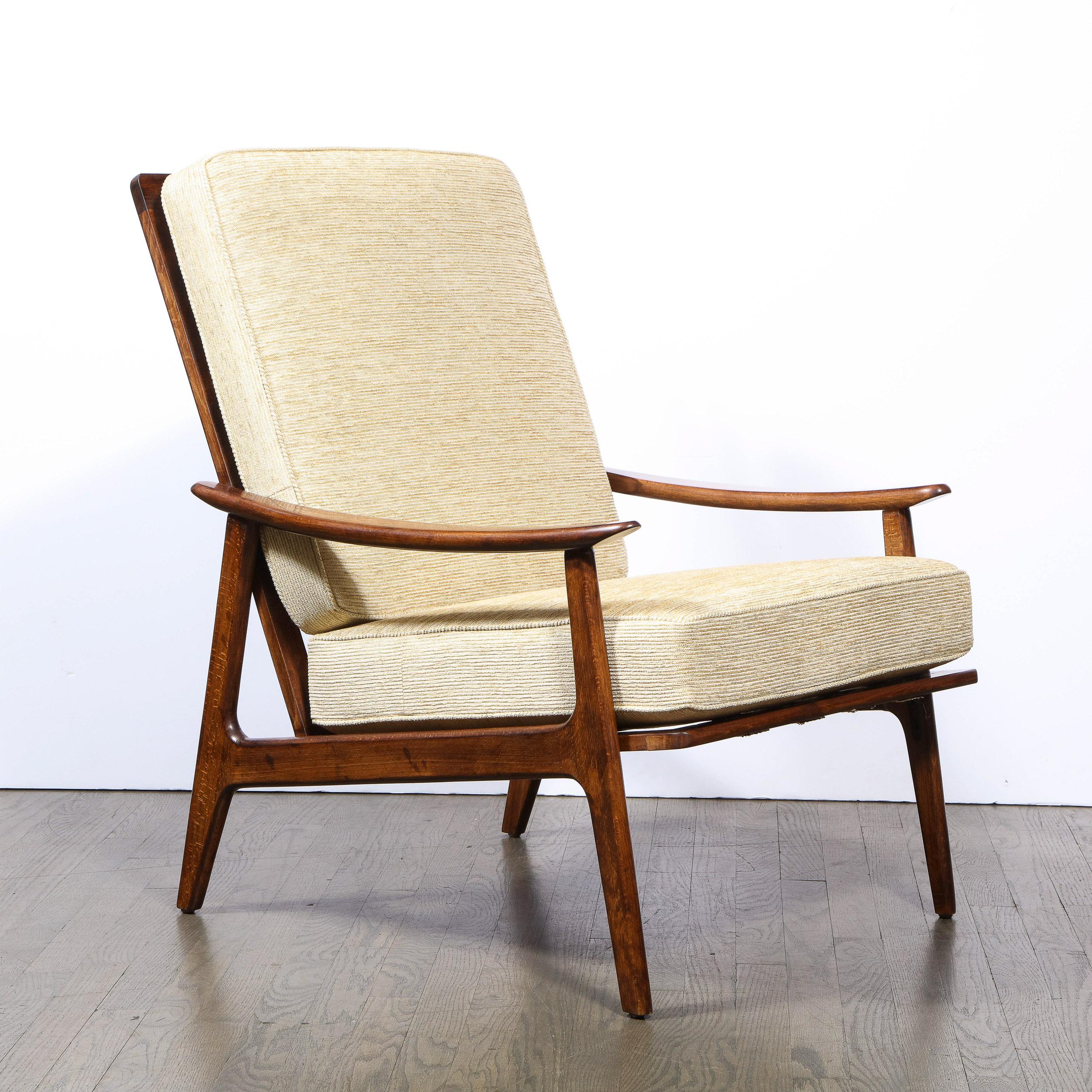 Mid-Century Modern Hand Rubbed Walnut Lounge Chair in Holly Hunt Upholstery 6