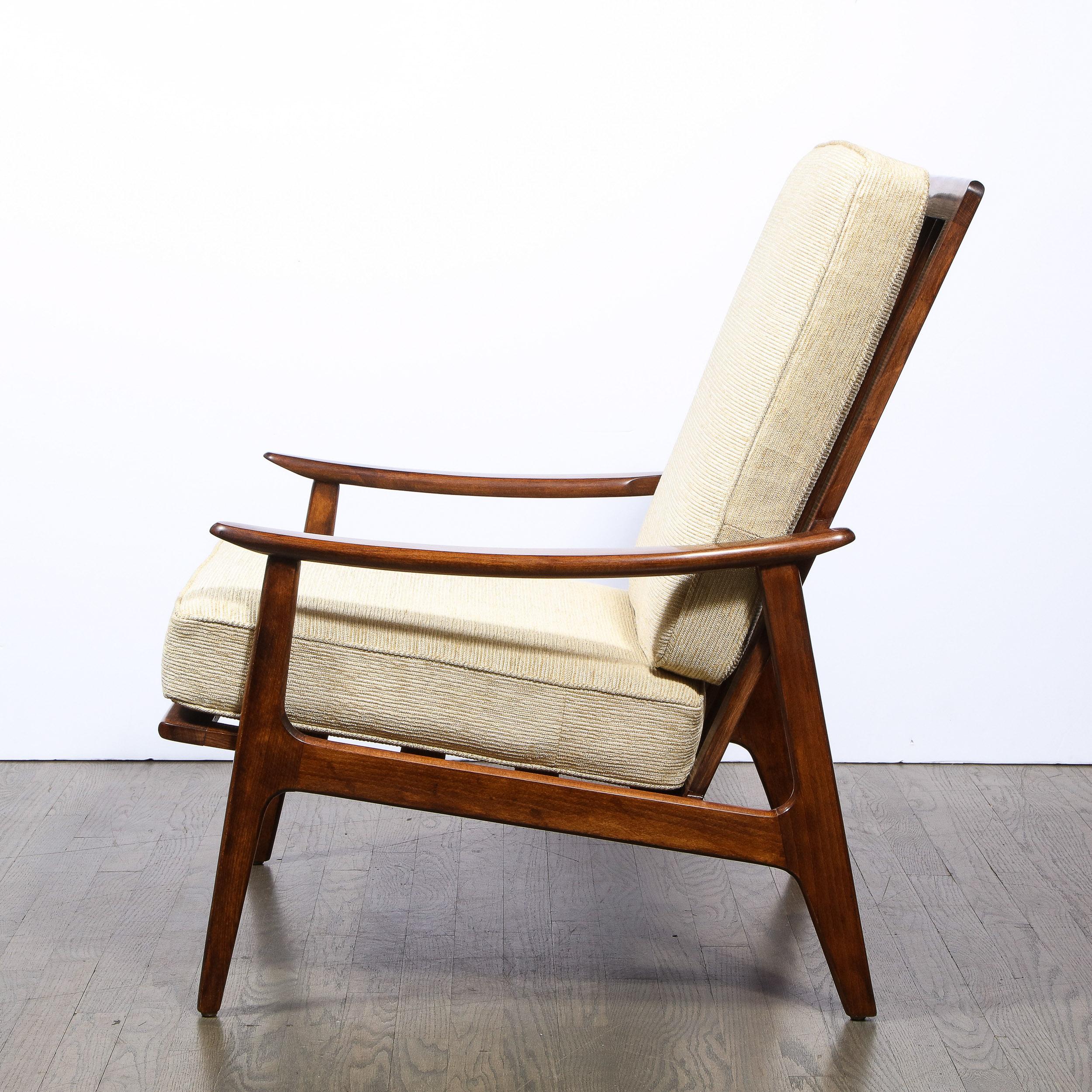 Mid-20th Century Mid-Century Modern Hand Rubbed Walnut Lounge Chair in Holly Hunt Upholstery