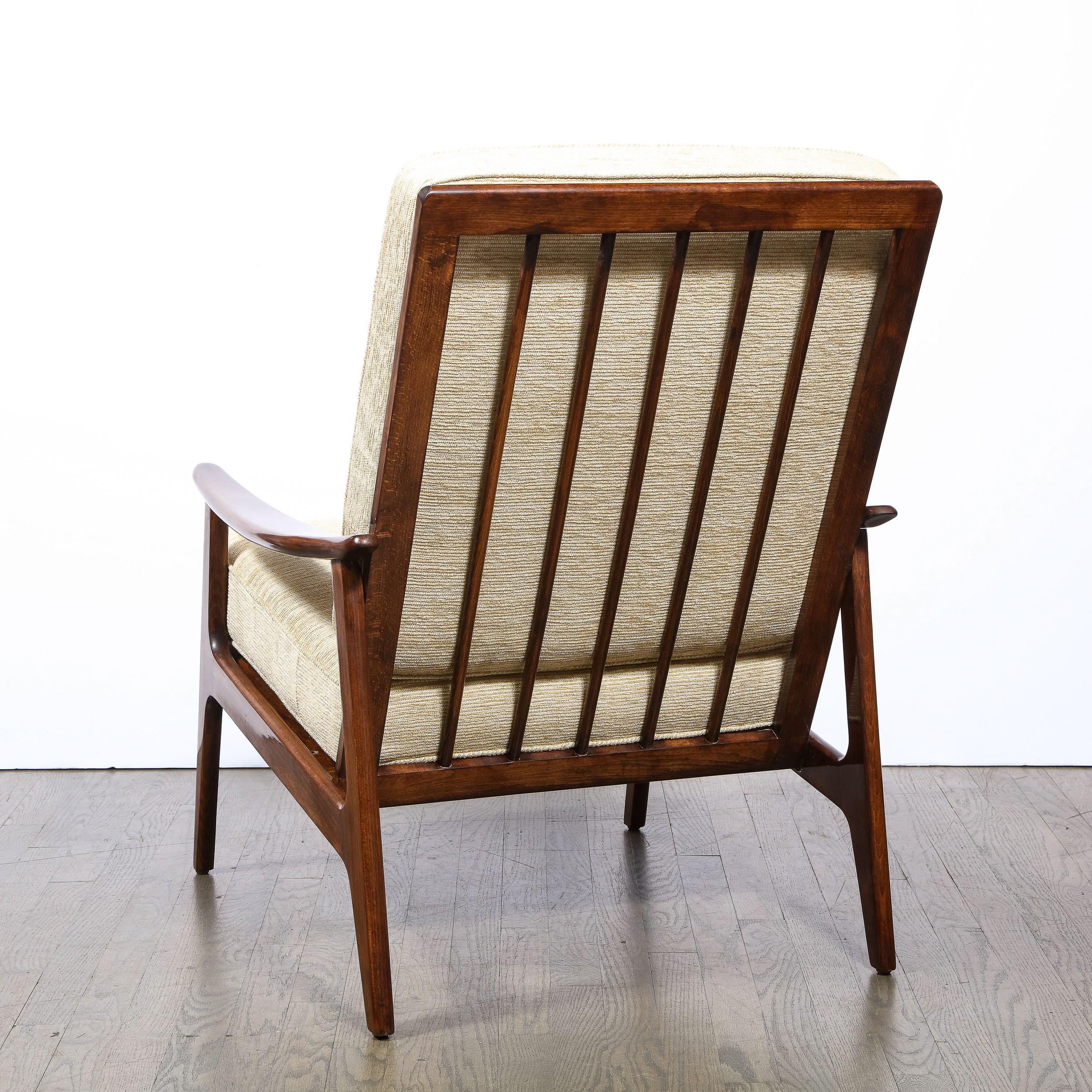 Mid-Century Modern Hand Rubbed Walnut Lounge Chair in Holly Hunt Upholstery 3
