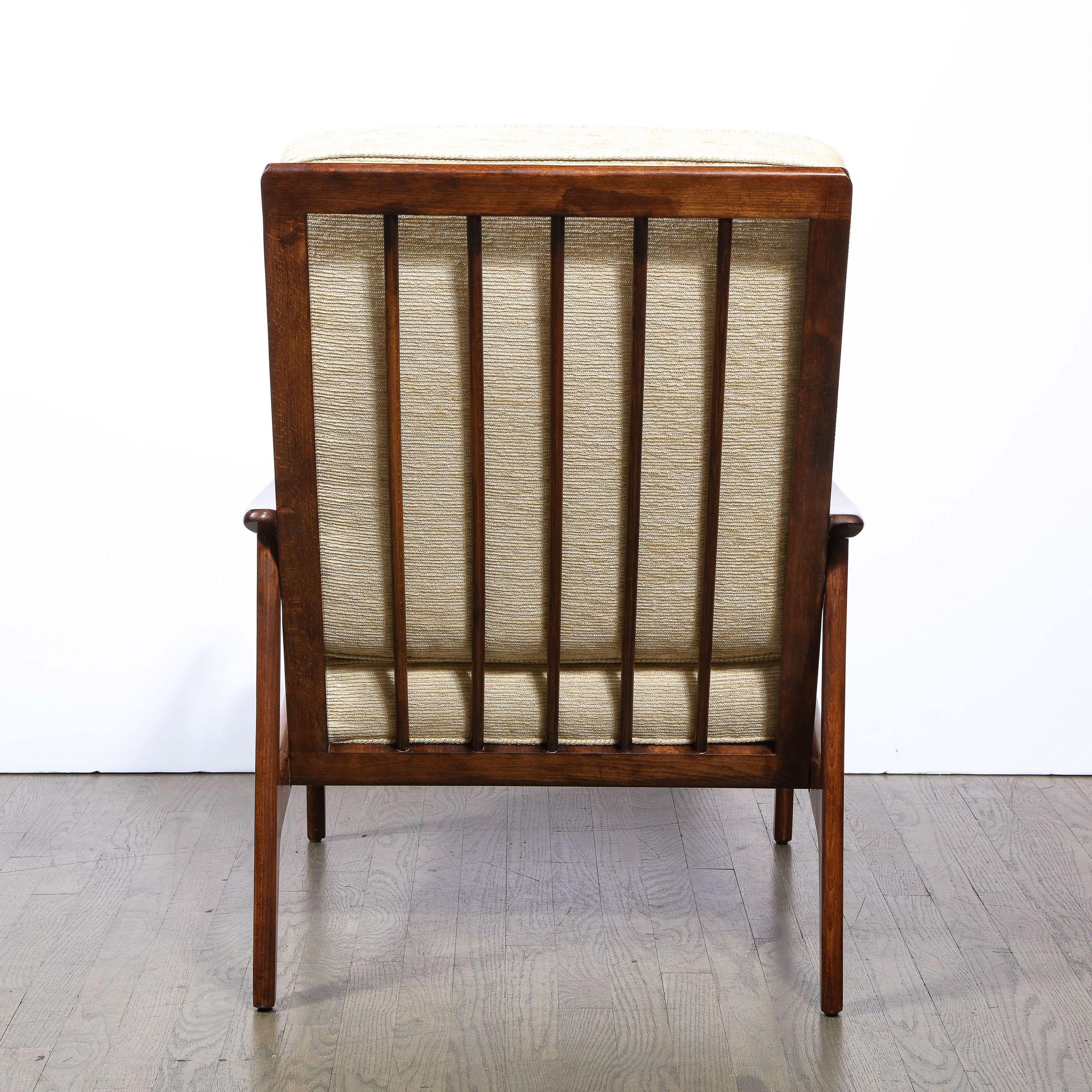 Mid-Century Modern Hand Rubbed Walnut Lounge Chair in Holly Hunt Upholstery 4