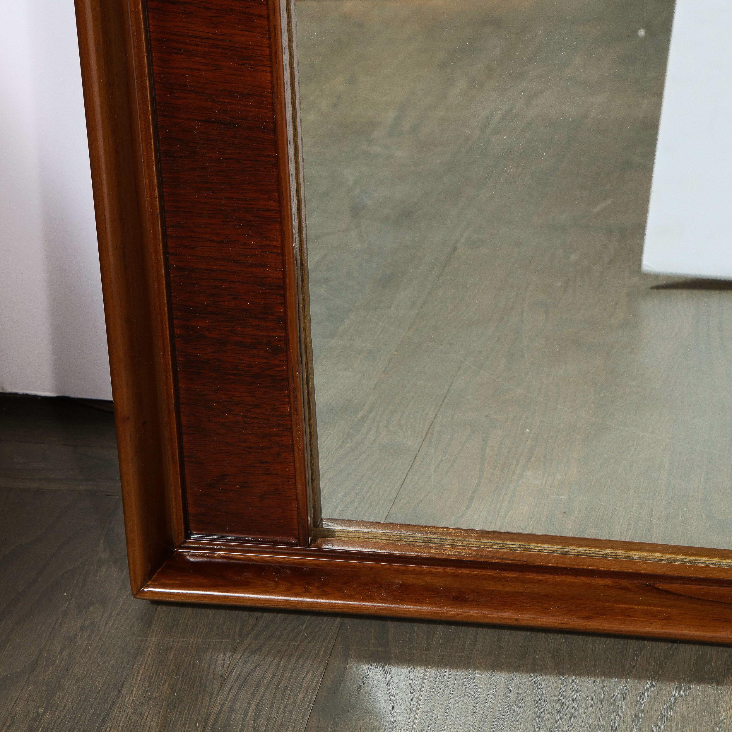 Mid-Century Modern Hand Rubbed Walnut Rectilinear Wall Mirror In Excellent Condition In New York, NY