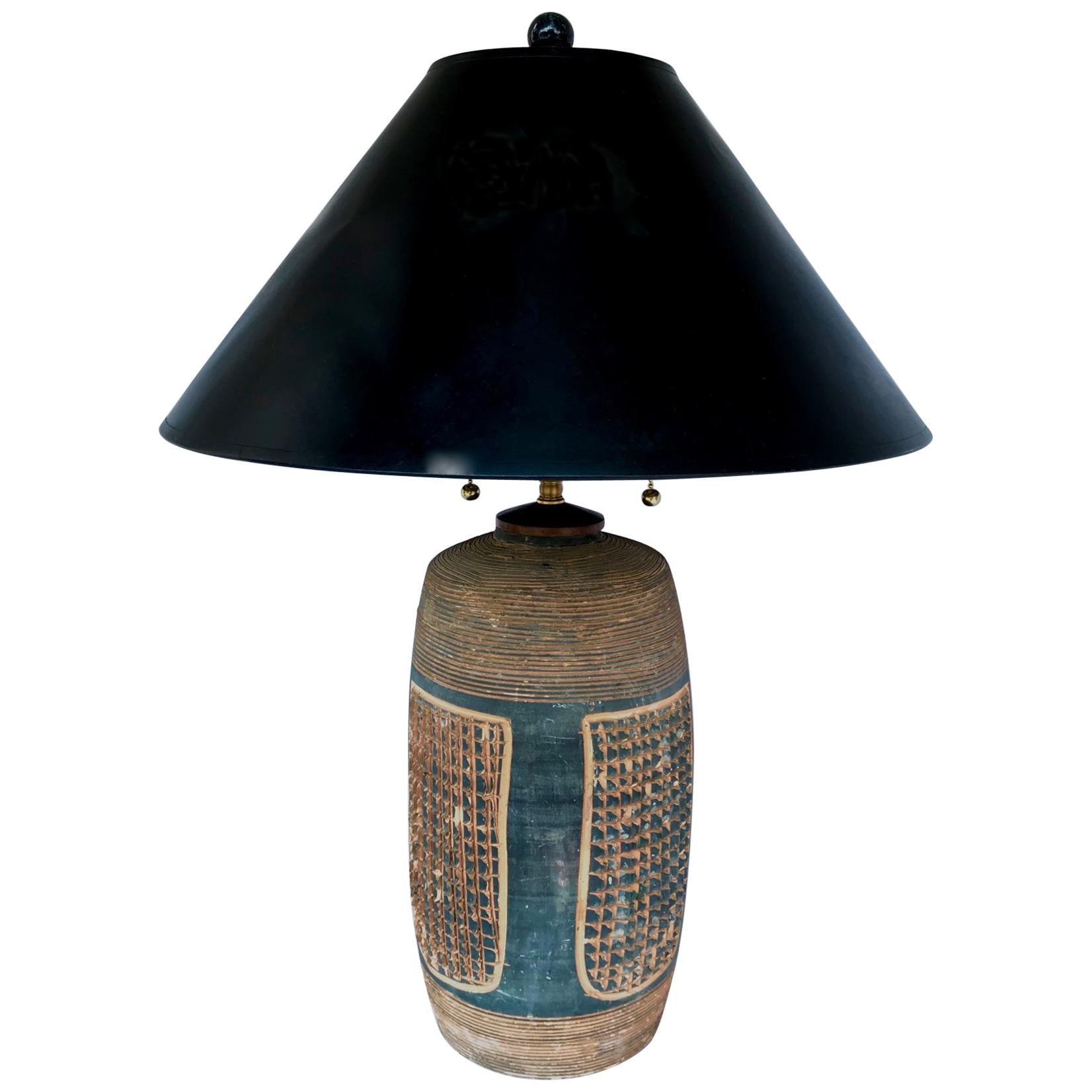 Mid-Century Modern Hand Thrown Pottery Lamp by Hal Lasky