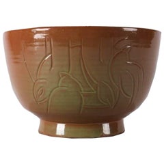 Cuenco para pájaros de cerámica Studio Pottery de mediados de siglo de Randy Webb