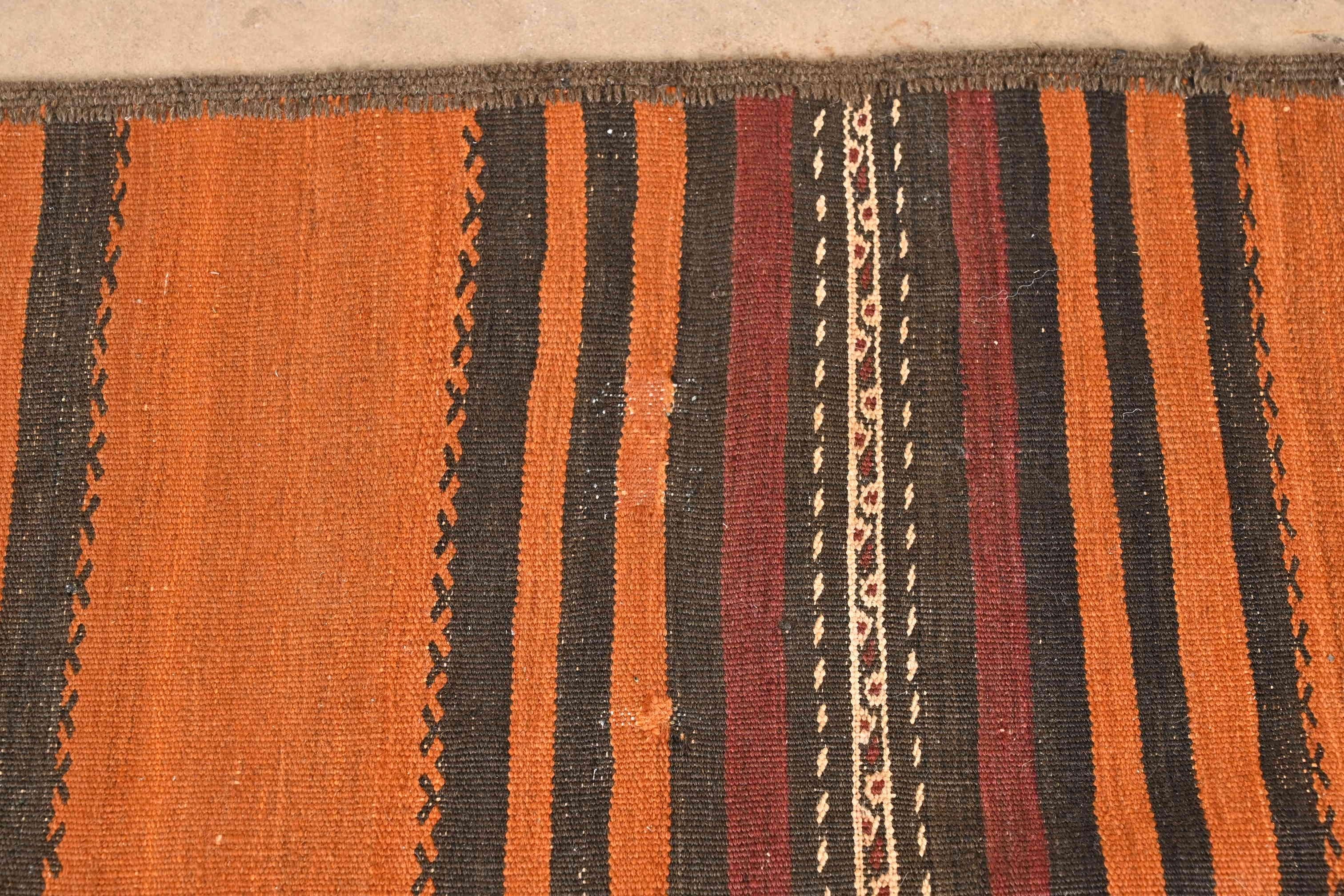 Mid-Century Modern Hand-Woven Afghan Kilim Flat Weave Runner Rug 1