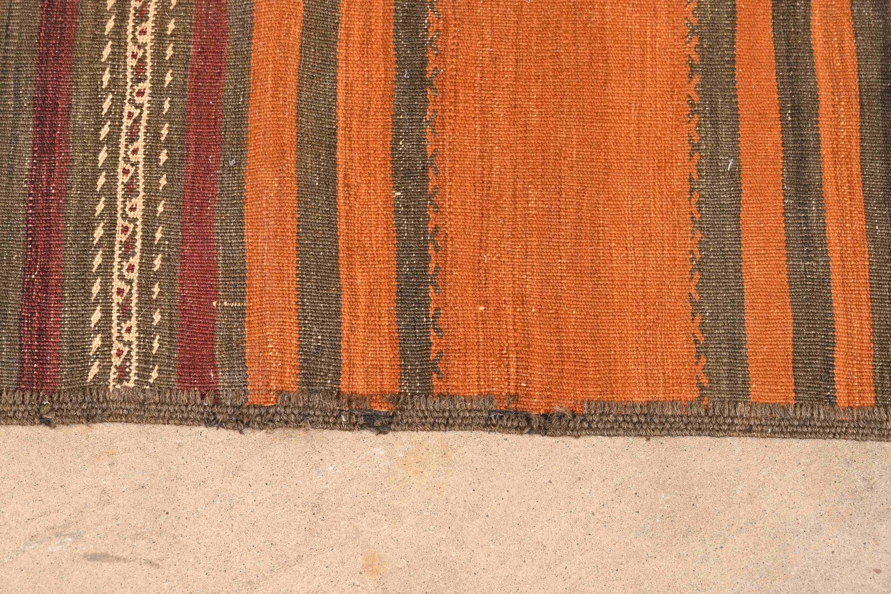 Mid-Century Modern Hand-Woven Afghan Kilim Flat Weave Runner Rug 2