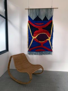 Mid-Century Modern Hand-Woven Wall Tapestry, France, Circa 1980