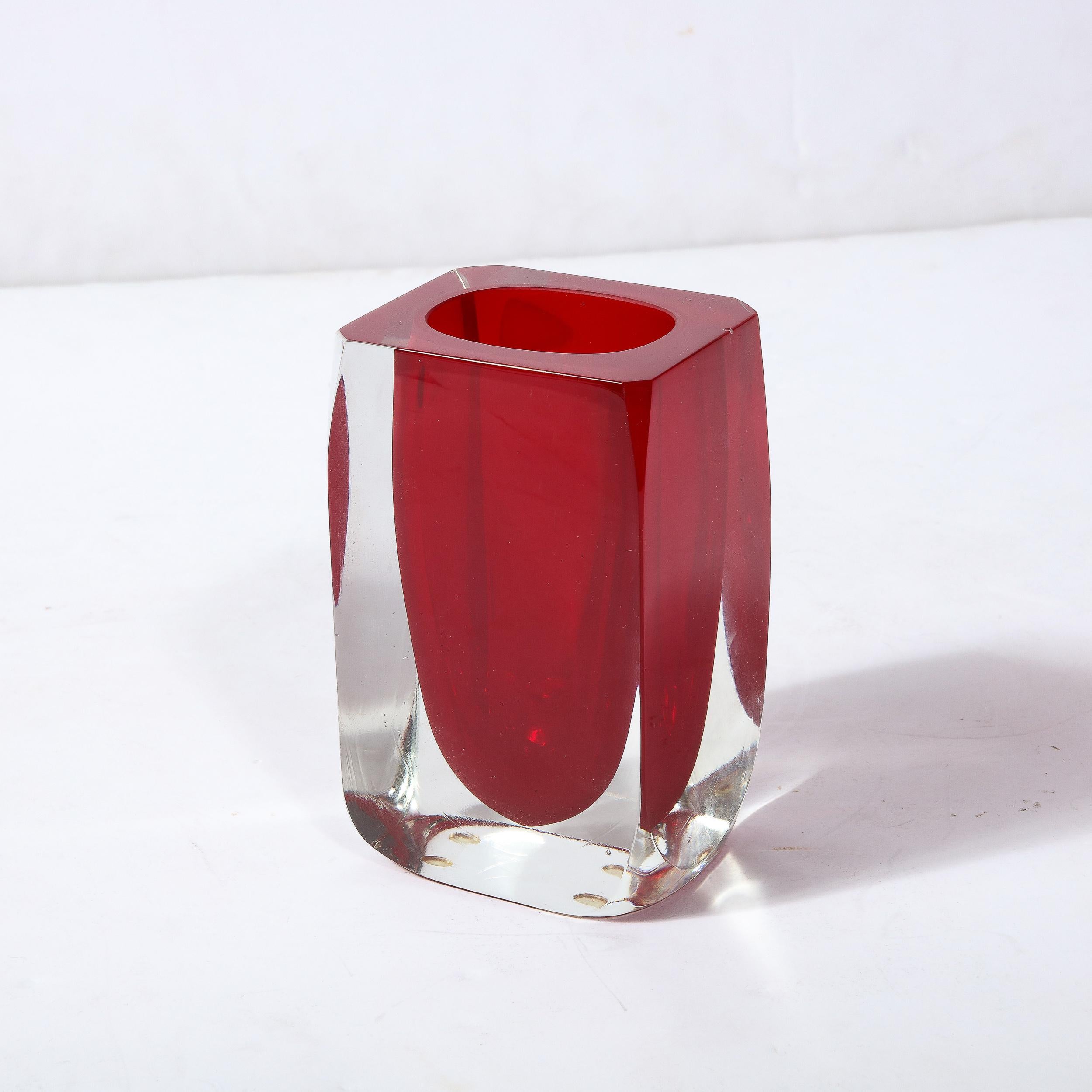 20th Century Mid-Century Modern Hand Blown Cardinal Murano Glass Vase For Sale