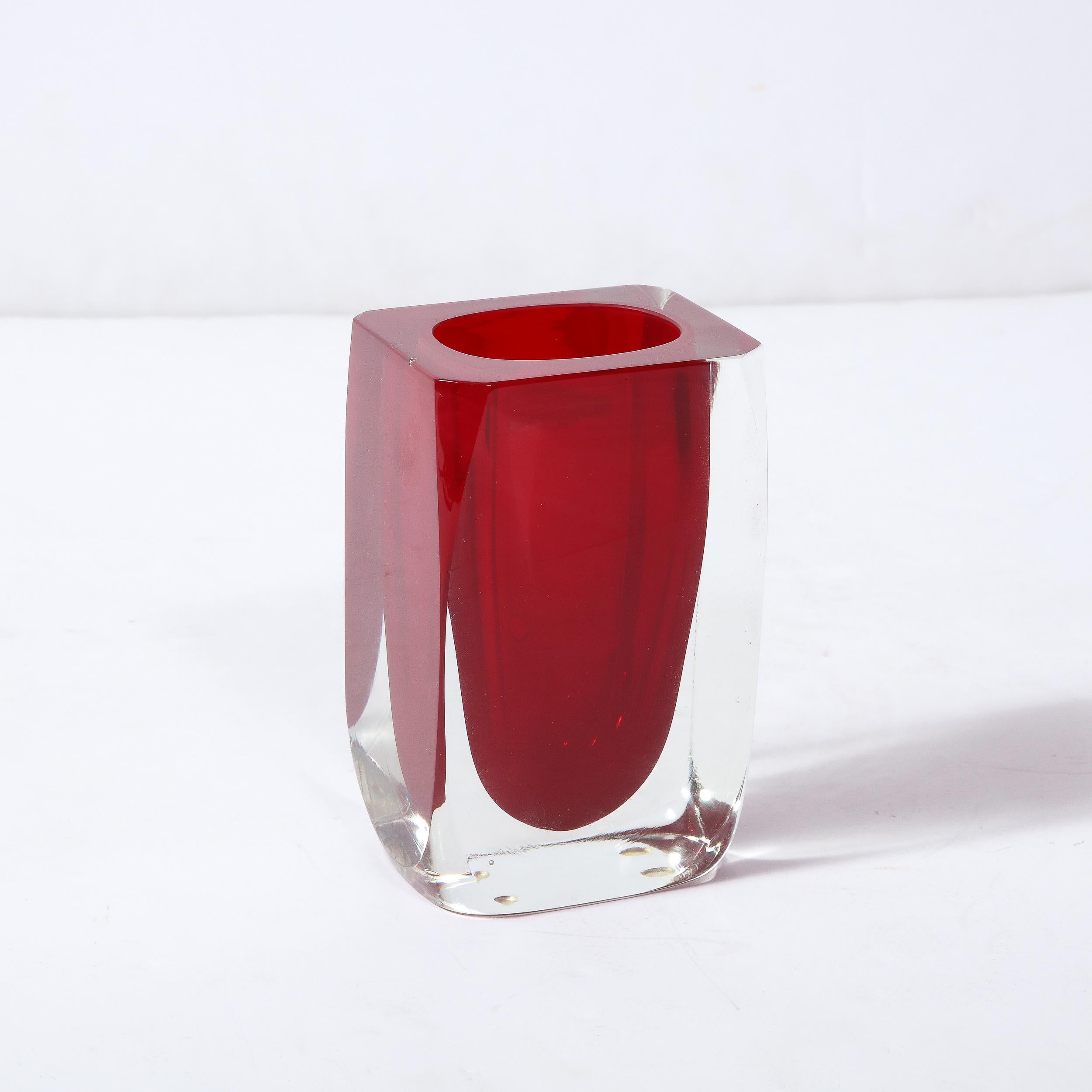 Mid-Century Modern Hand Blown Cardinal Murano Glass Vase For Sale 2