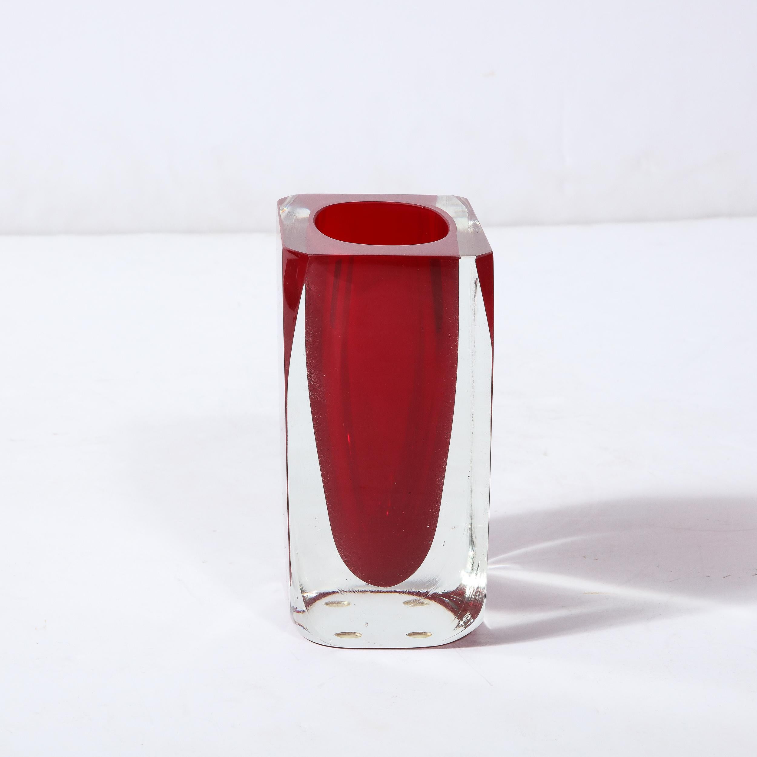 Mid-Century Modern Hand Blown Cardinal Murano Glass Vase For Sale 4