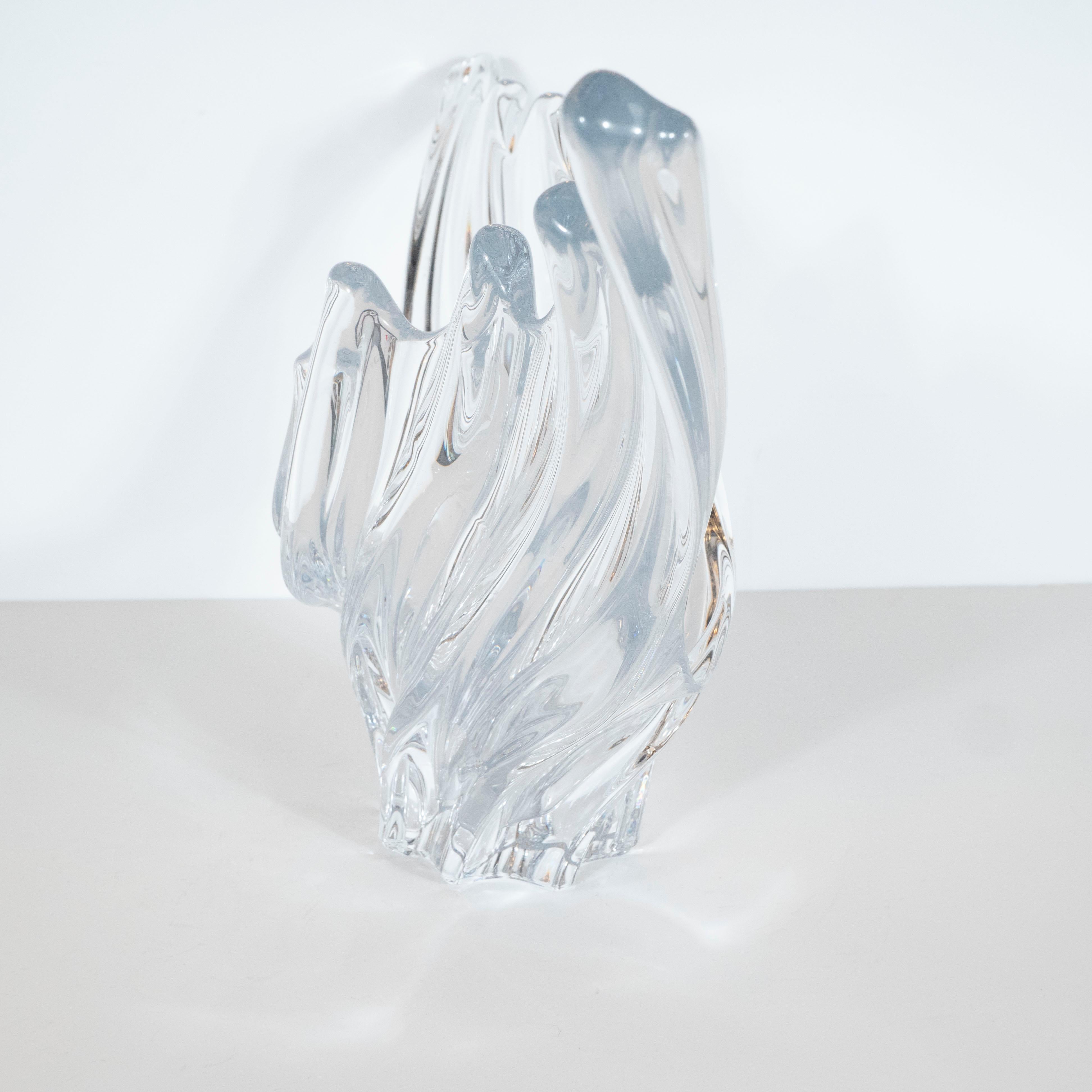 Mid-Century Modern Handblown Crystal Splash Centrepiece Bowl by Art Vannes In Excellent Condition In New York, NY