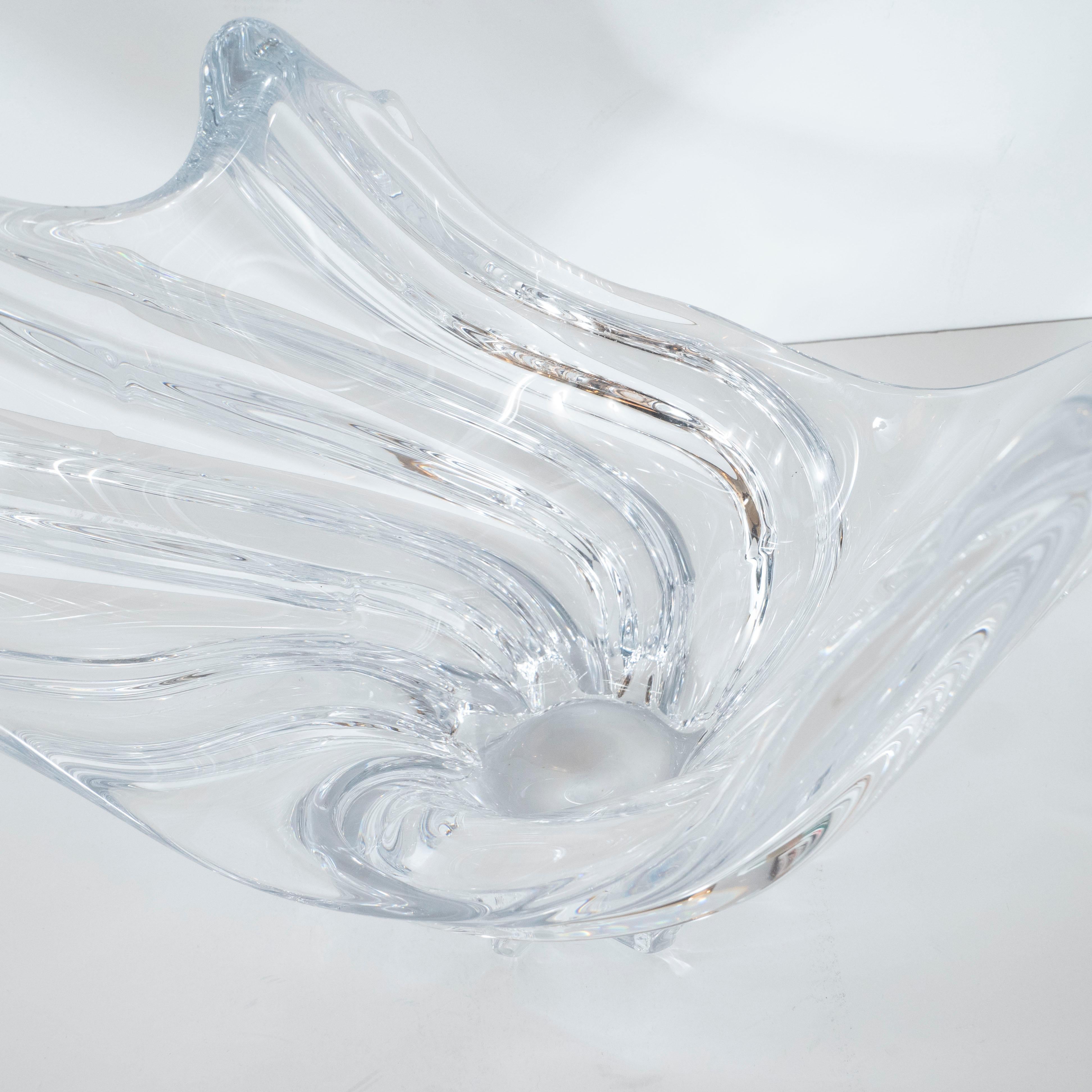 Mid-Century Modern Handblown Crystal Splash Centrepiece Bowl by Art Vannes 1