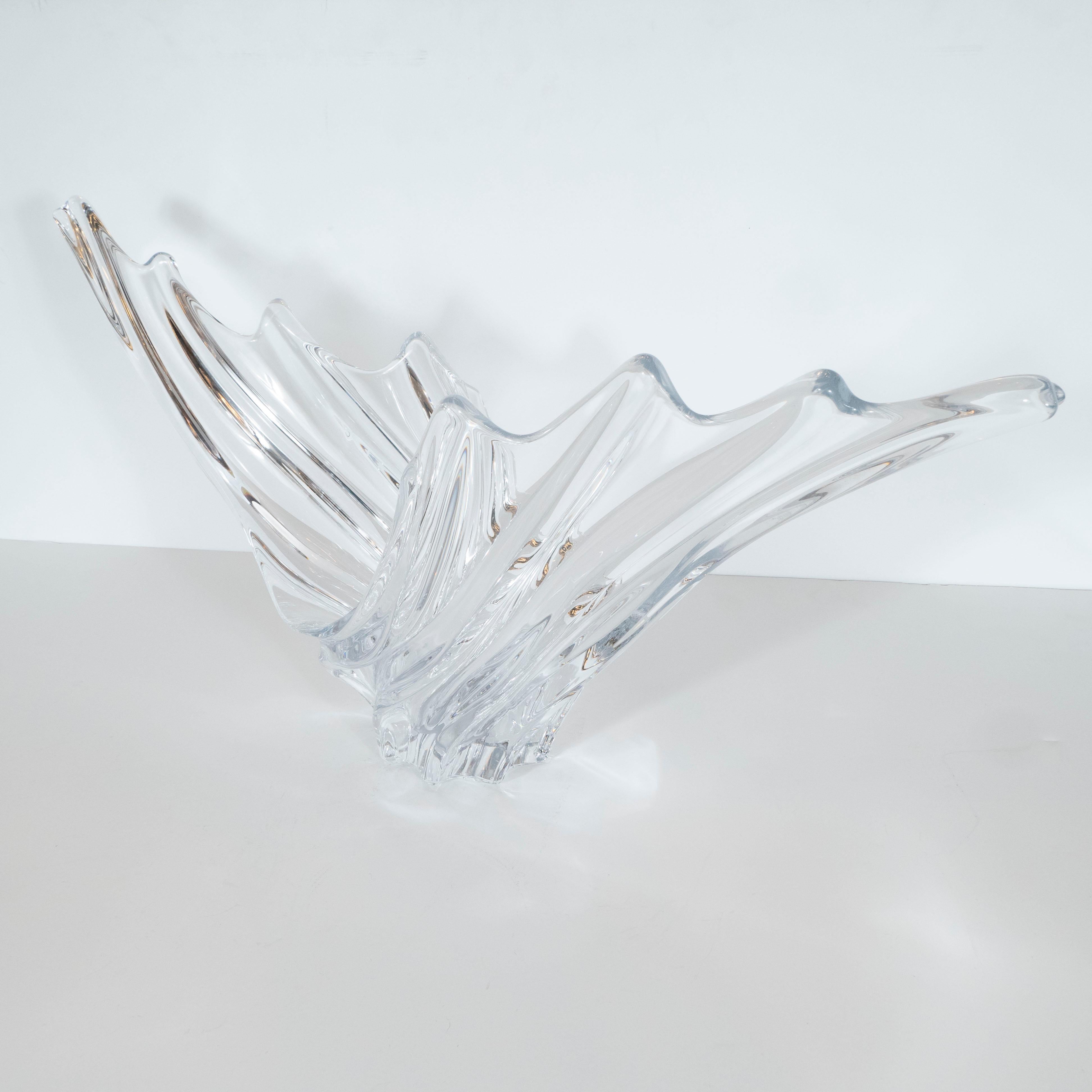 Mid-Century Modern Handblown Crystal Splash Centrepiece Bowl by Art Vannes 2