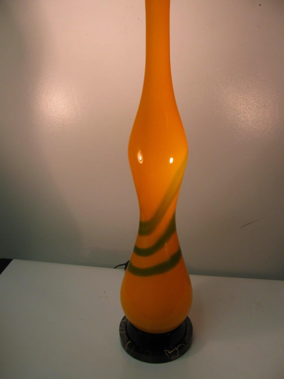 Mid-Century Modern Handblown Italian  Murano Art Glass Table Lamp For Sale 1
