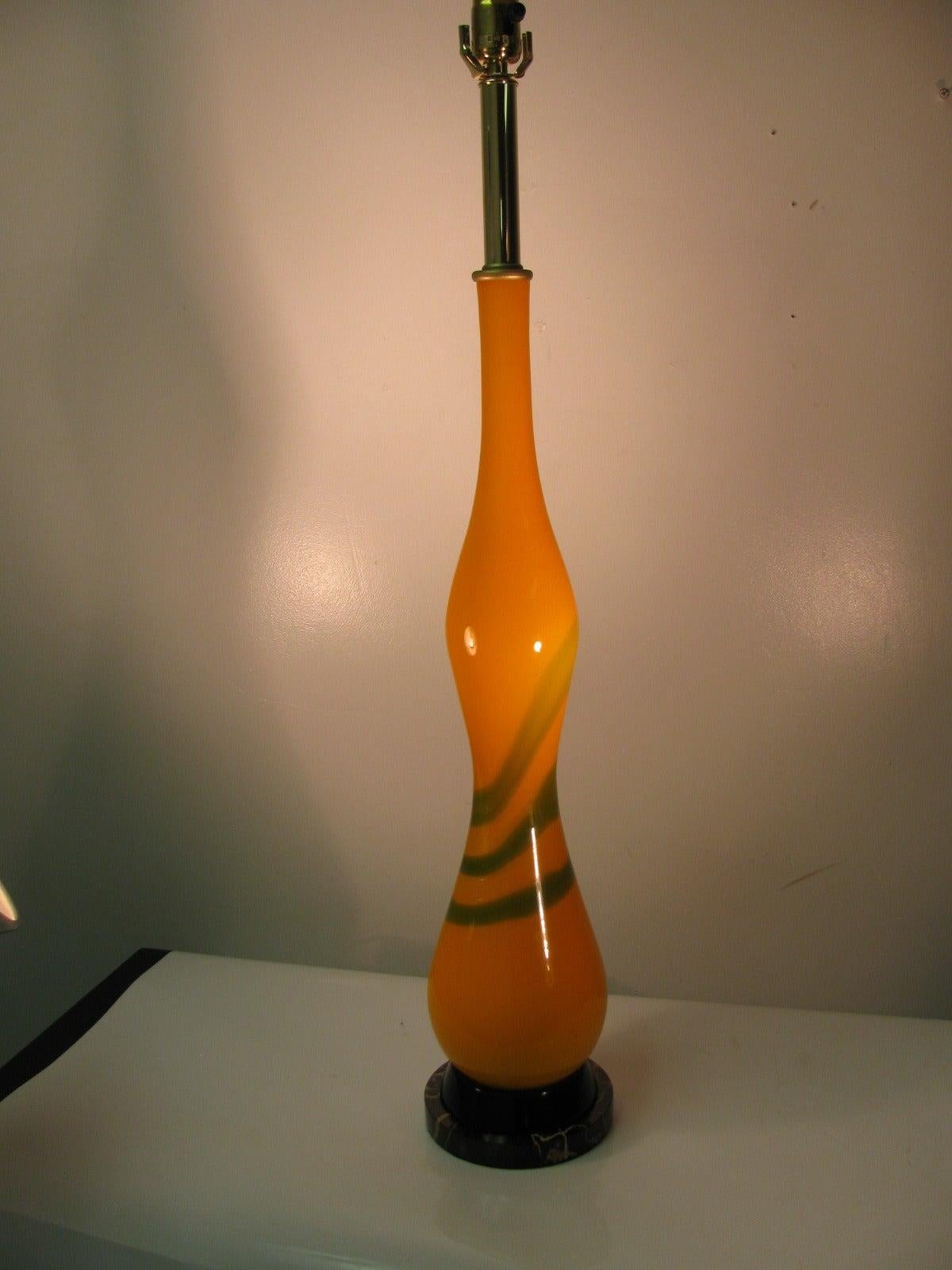 Mid-Century Modern Handblown Italian  Murano Art Glass Table Lamp For Sale 3