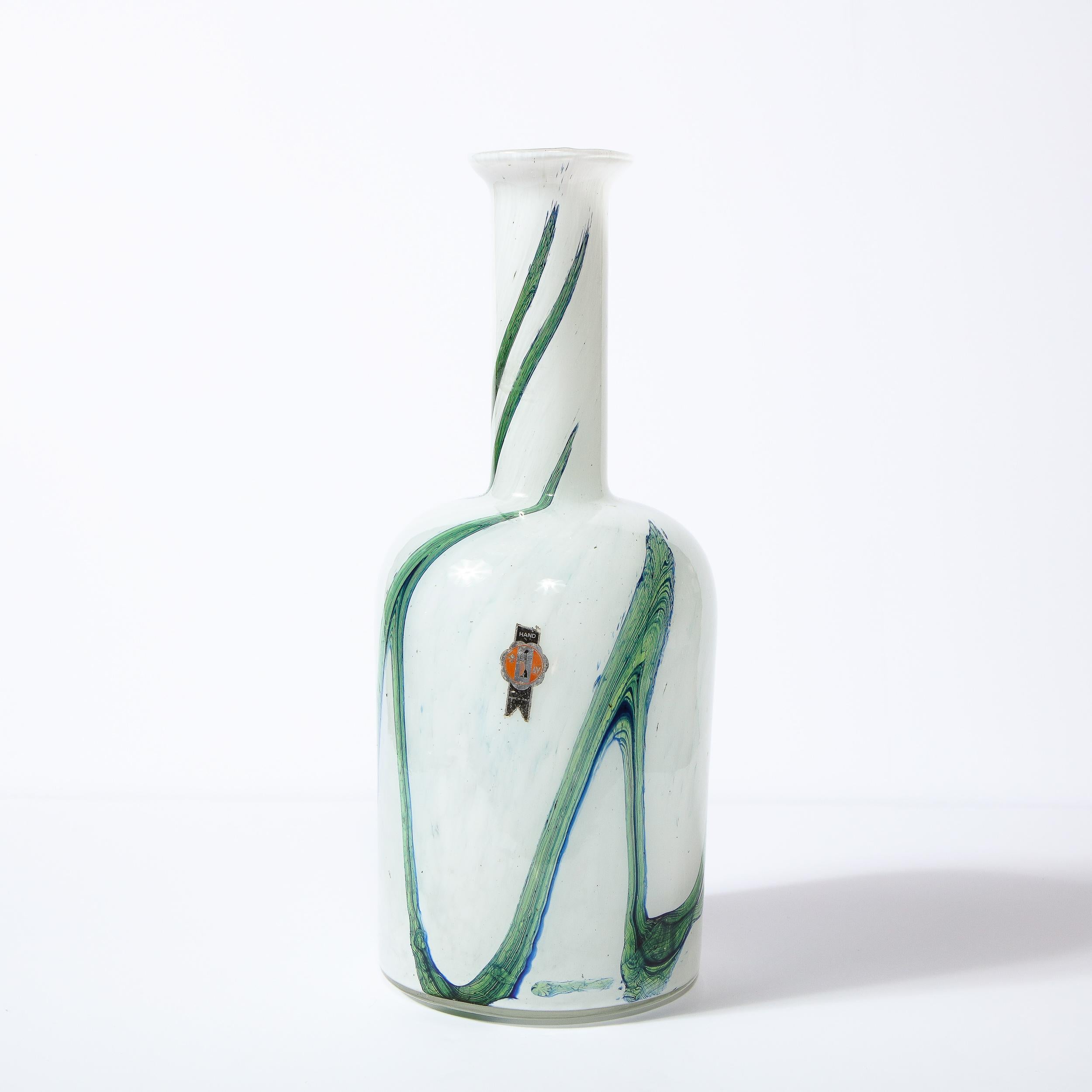 Italian Mid-Century Modern Handblown Glass Vase by Otto Brauer Signed Holmegaard