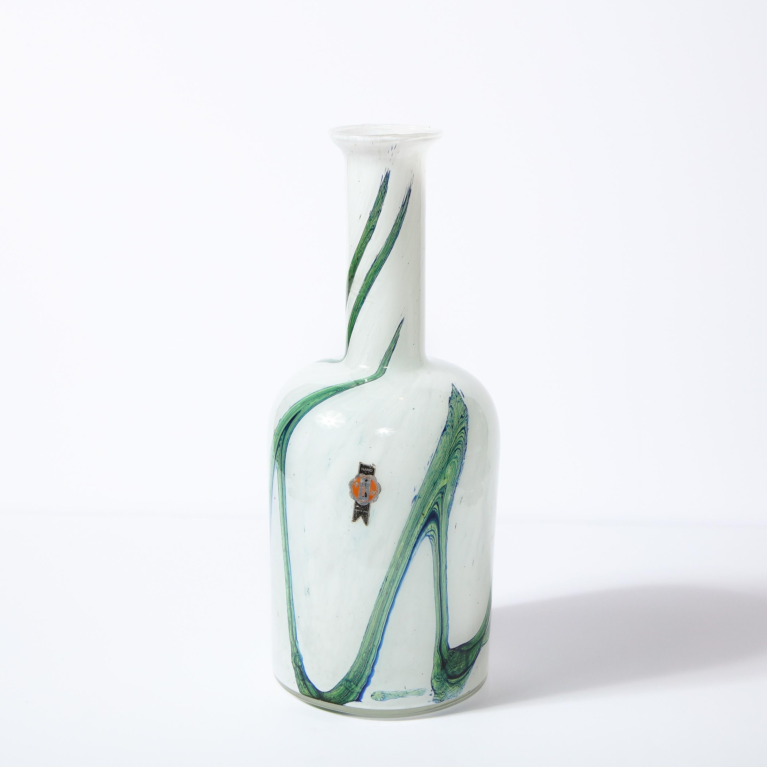 Mid-Century Modern Handblown Glass Vase by Otto Brauer Signed Holmegaard 1