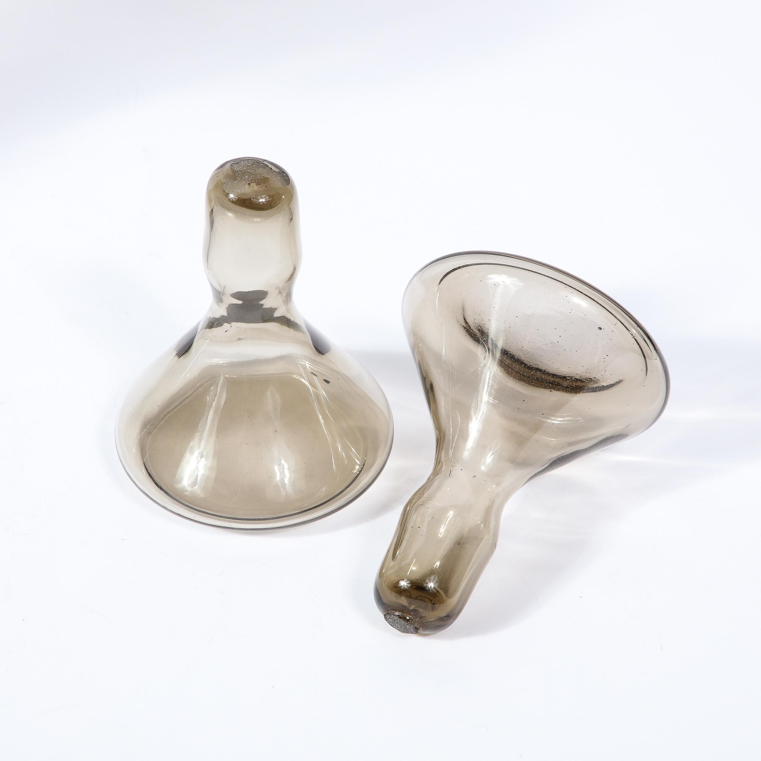 Mid-Century Modern Handblown Gradient Smoked Murano Glass Hourglass Decanters For Sale 6