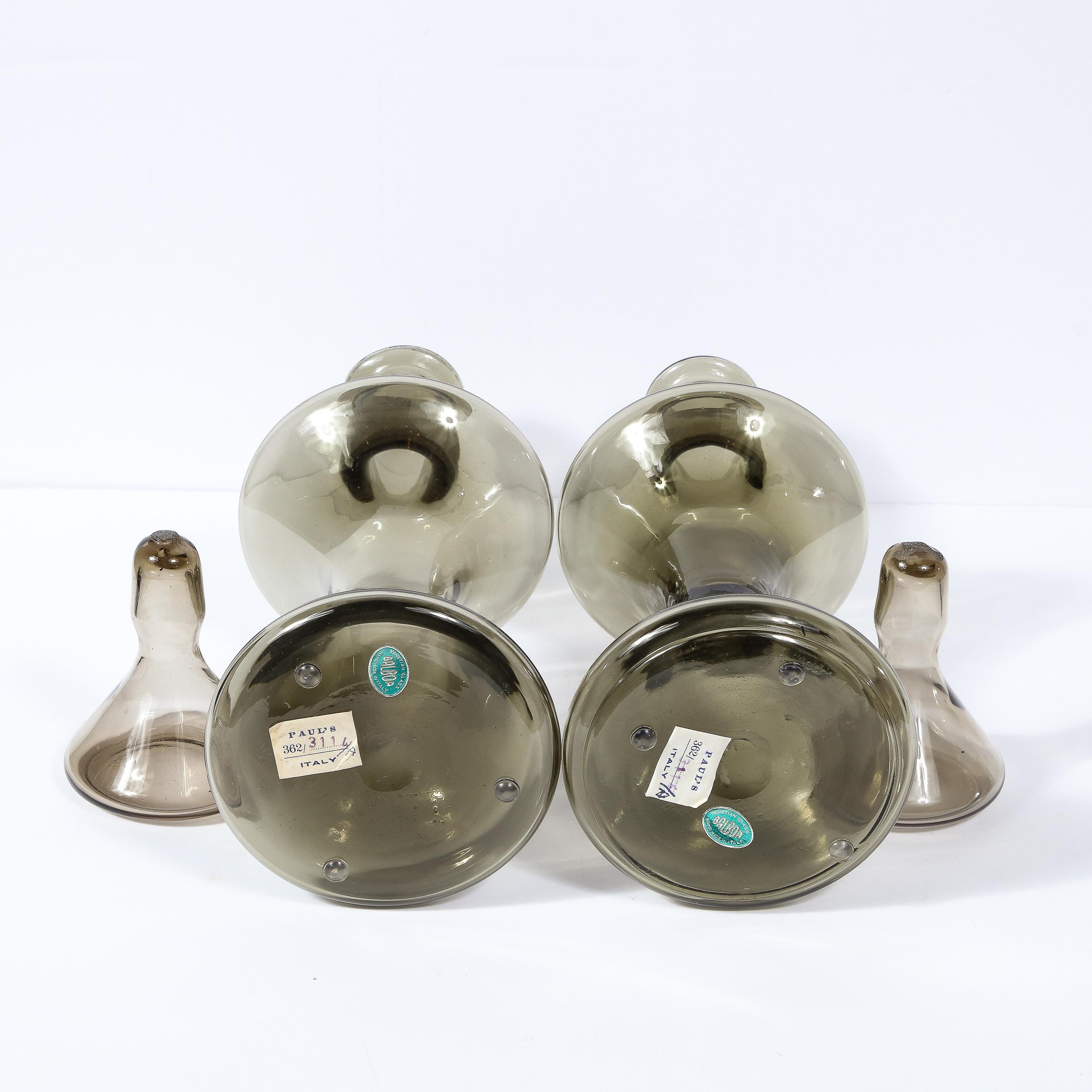 Mid-Century Modern Handblown Gradient Smoked Murano Glass Hourglass Decanters For Sale 8