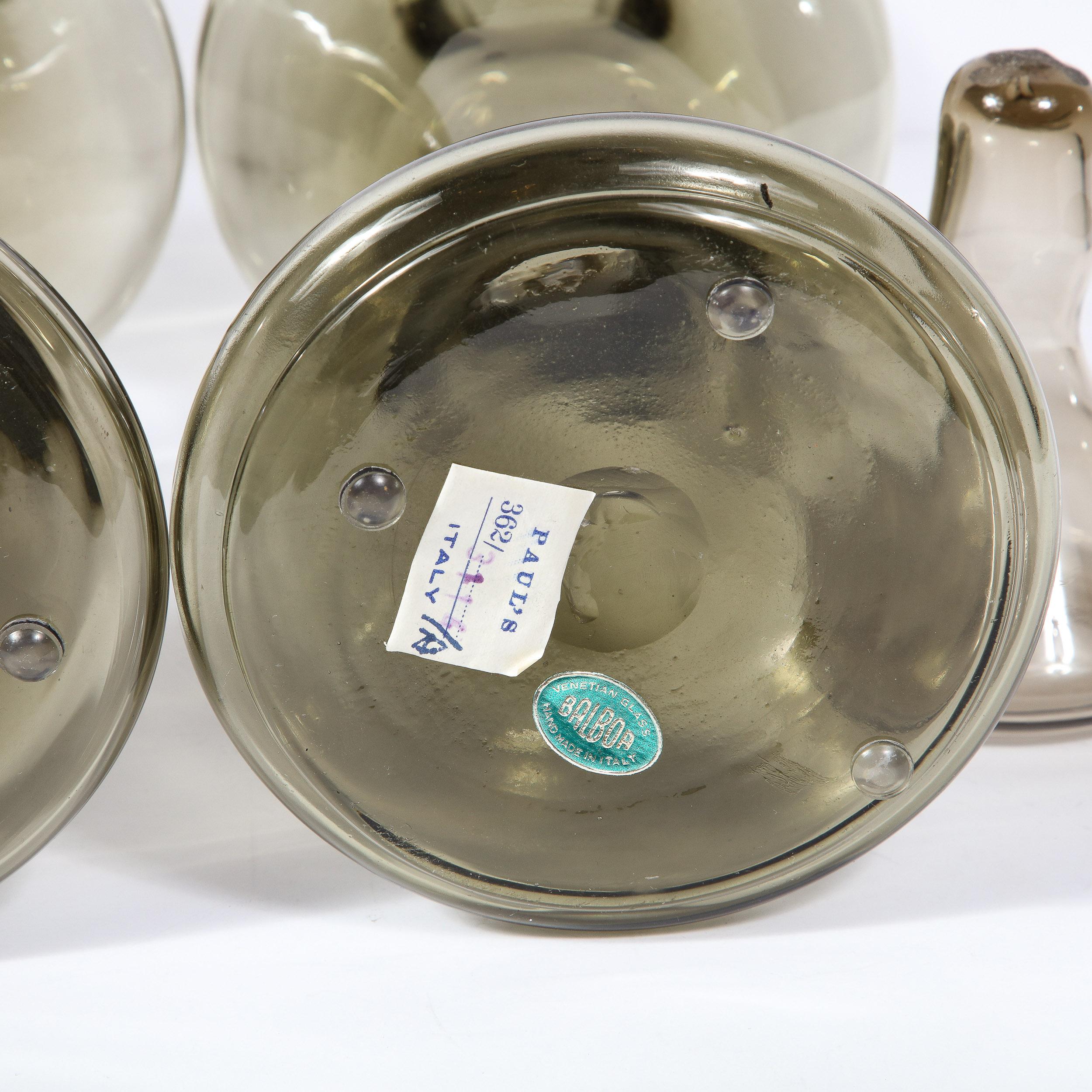 Mid-Century Modern Handblown Gradient Smoked Murano Glass Hourglass Decanters For Sale 10