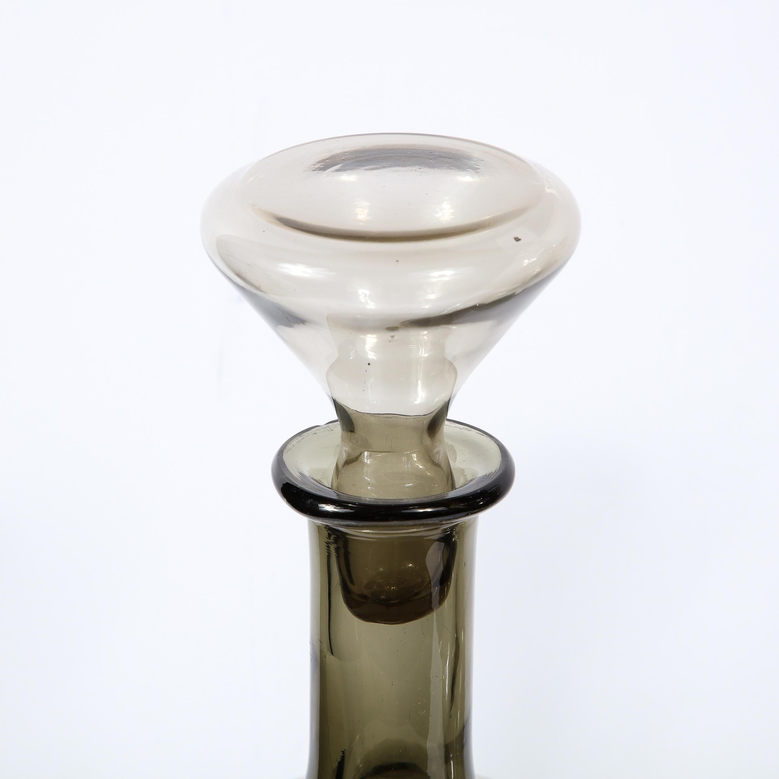 Mid-Century Modern Handblown Gradient Smoked Murano Glass Hourglass Decanters For Sale 3