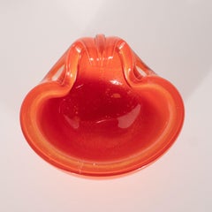 Mid-Century Modern Handblown Murano Coral Red Glass Bowl