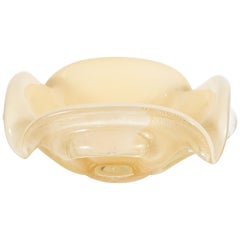 Mid-Century Modern Handblown Murano Decorative Bowl/ Ashtray, 24kt Gold Flecks