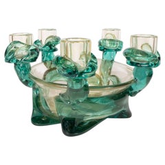 Centre de table en verre de Murano soufflé à la bouche, style Mid-Century Modern, avec des touches dorées