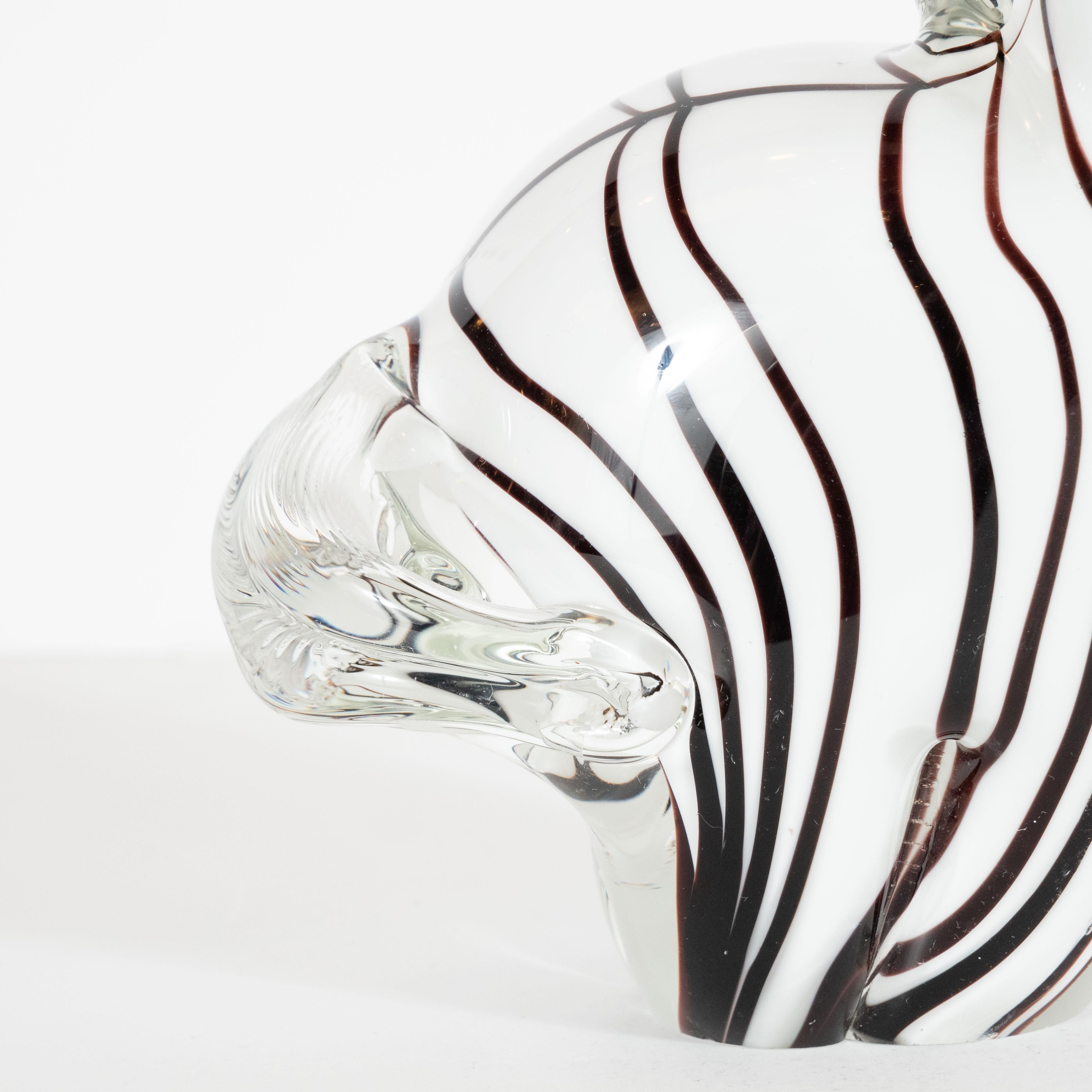 Modernes mundgeblasenes stilisiertes Zebra-Deko-Objekt aus Muranoglas, Mitte des Jahrhunderts (Moderne der Mitte des Jahrhunderts) im Angebot