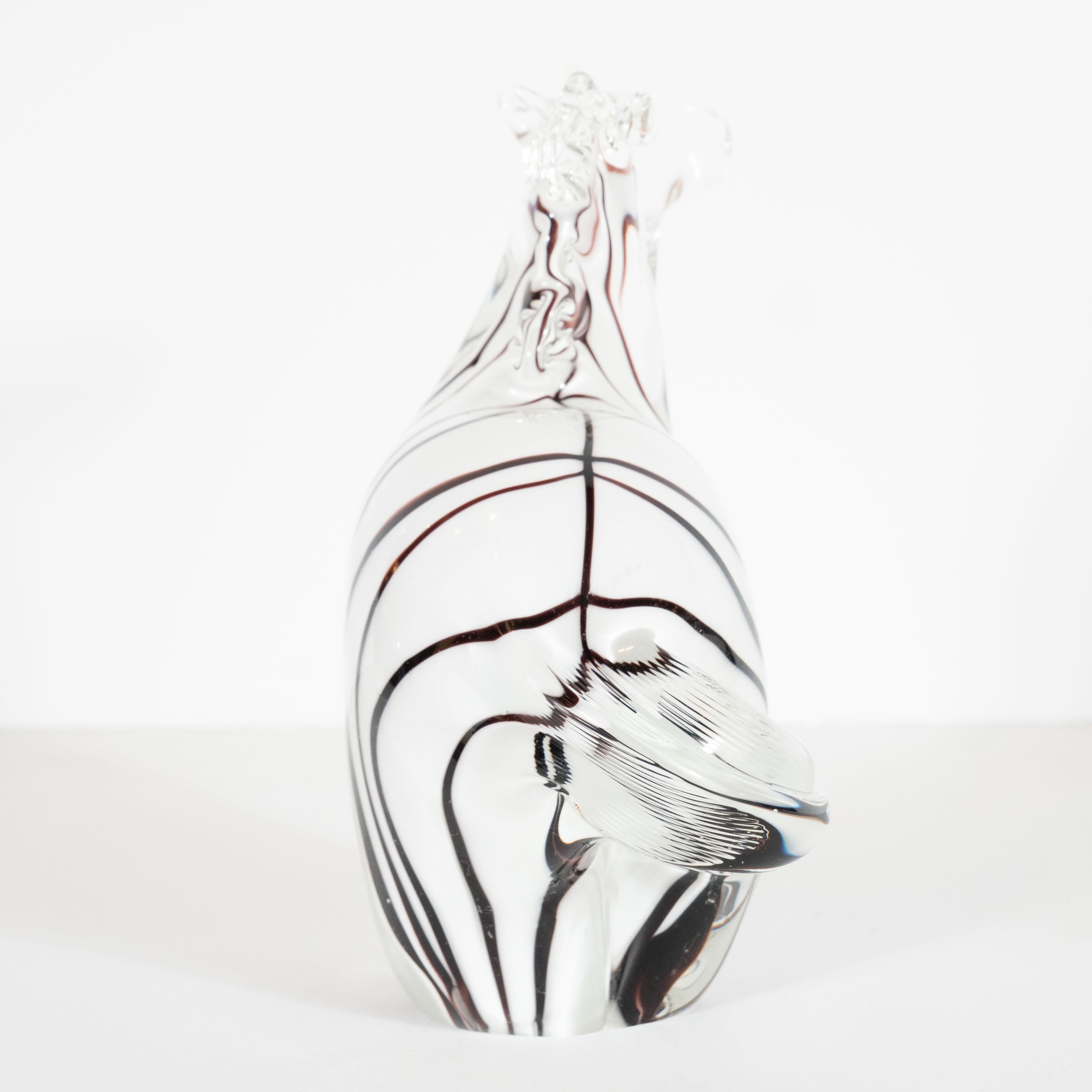 Mid-20th Century Mid-Century Modern Hand blown Murano Glass Stylized Zebra Decorative Object For Sale