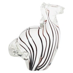 Mid-Century Modern Hand blown Murano Glass Stylized Zebra Decorative Object