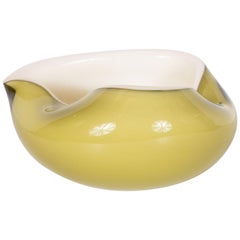 Vintage Mid-Century Modern Handblown Murano Moss and Pearlescent Glass Bowl