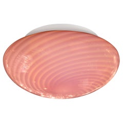 Mid-Century Modern Handblown Murano Pink Striated Swirl Flush Mount Signed Vetri