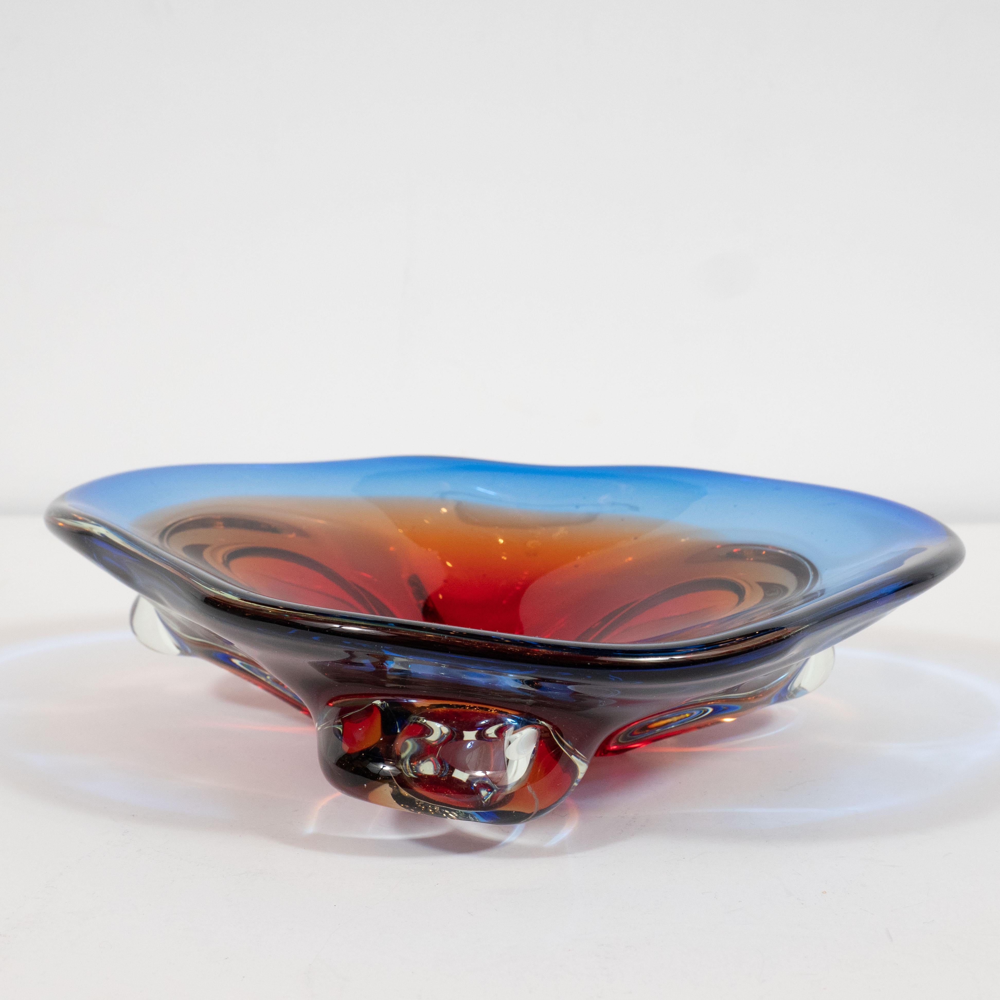 Mid-20th Century Mid-Century Modern Hand blown Murano Ruby / Emerald Amorphic Decorative Bowl