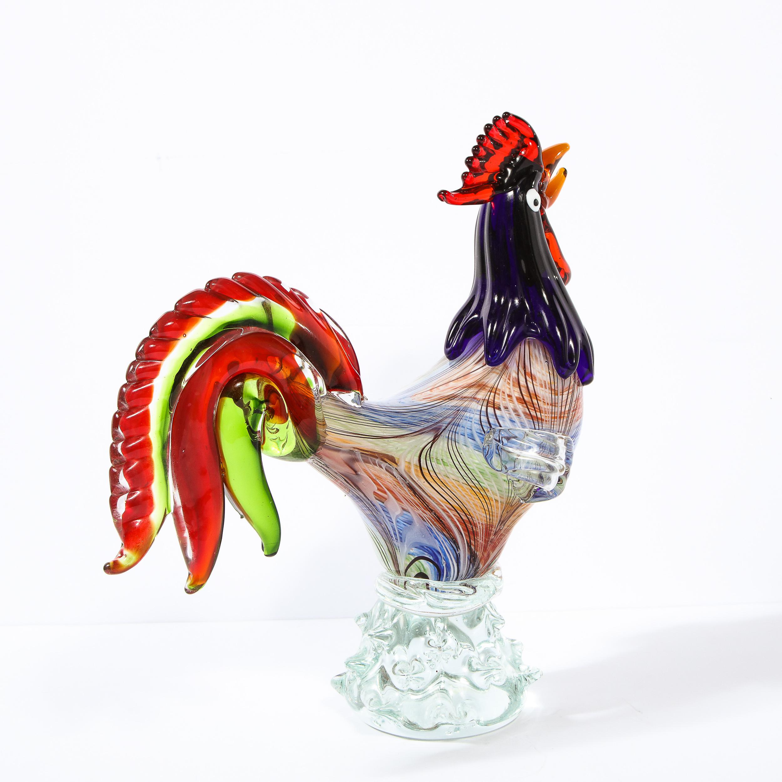 Mid-Century Modern Handblown Murano Stylized Rooster Sculpture 6