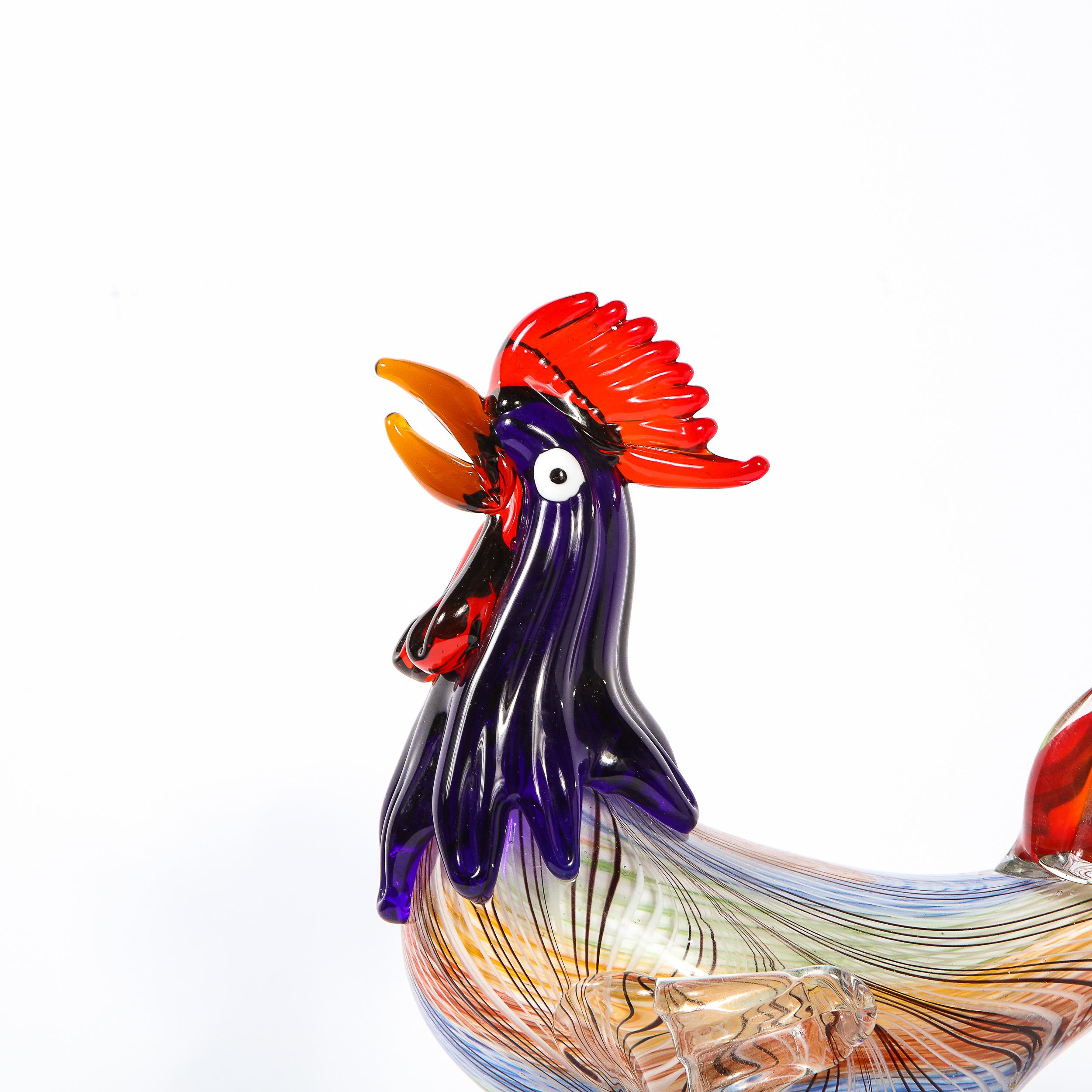 Italian Mid-Century Modern Handblown Murano Stylized Rooster Sculpture