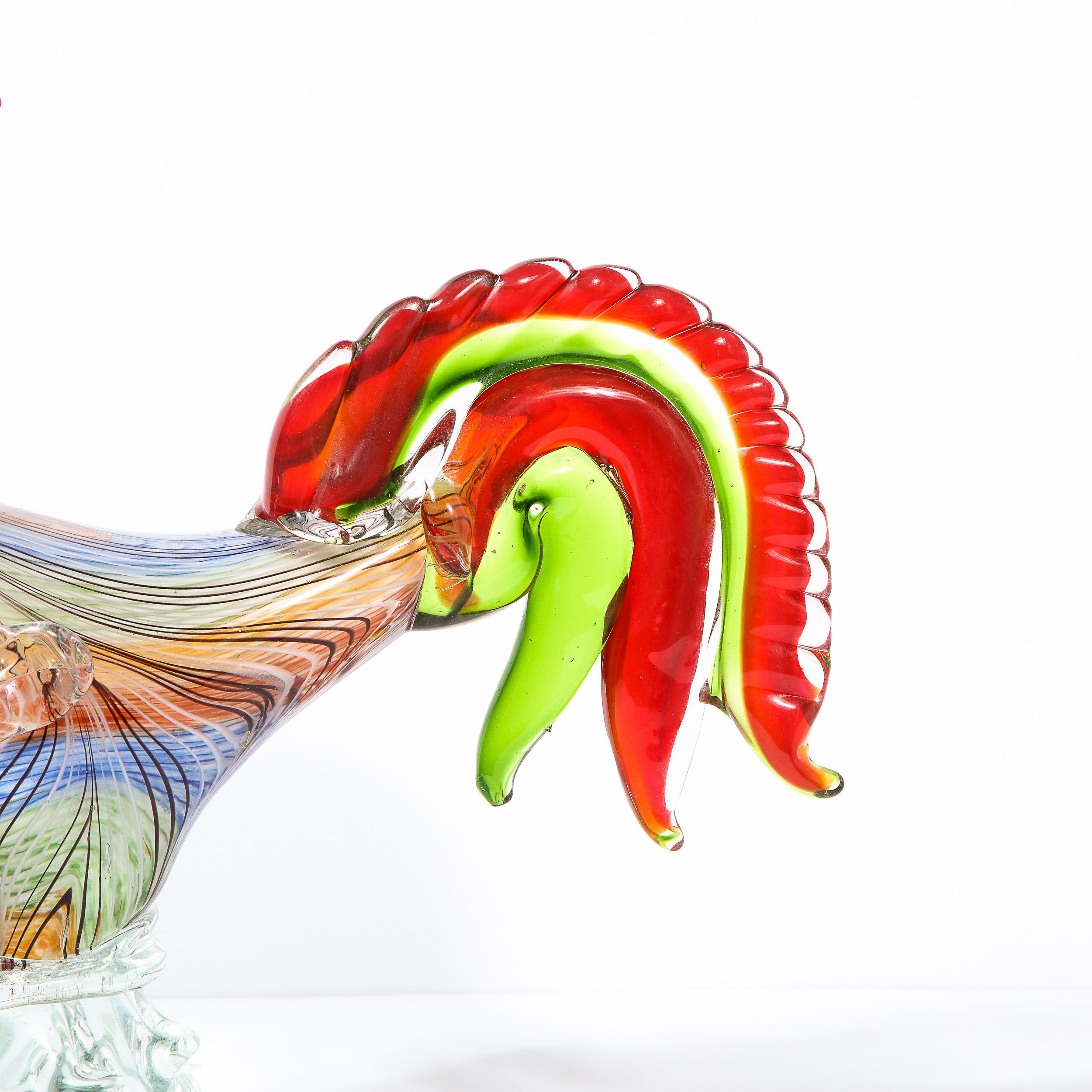 Mid-Century Modern Handblown Murano Stylized Rooster Sculpture In Excellent Condition In New York, NY