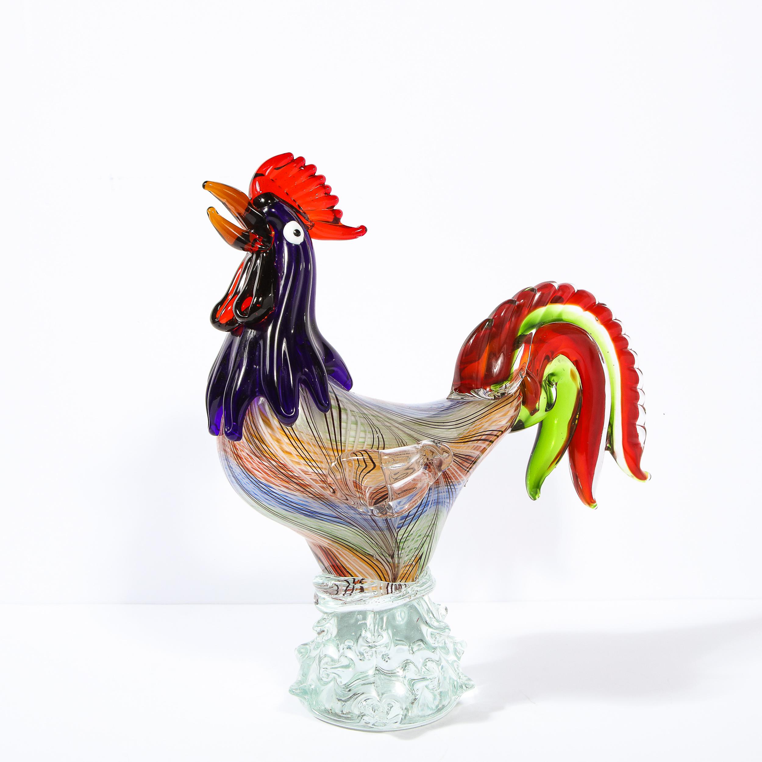 Murano Glass Mid-Century Modern Handblown Murano Stylized Rooster Sculpture