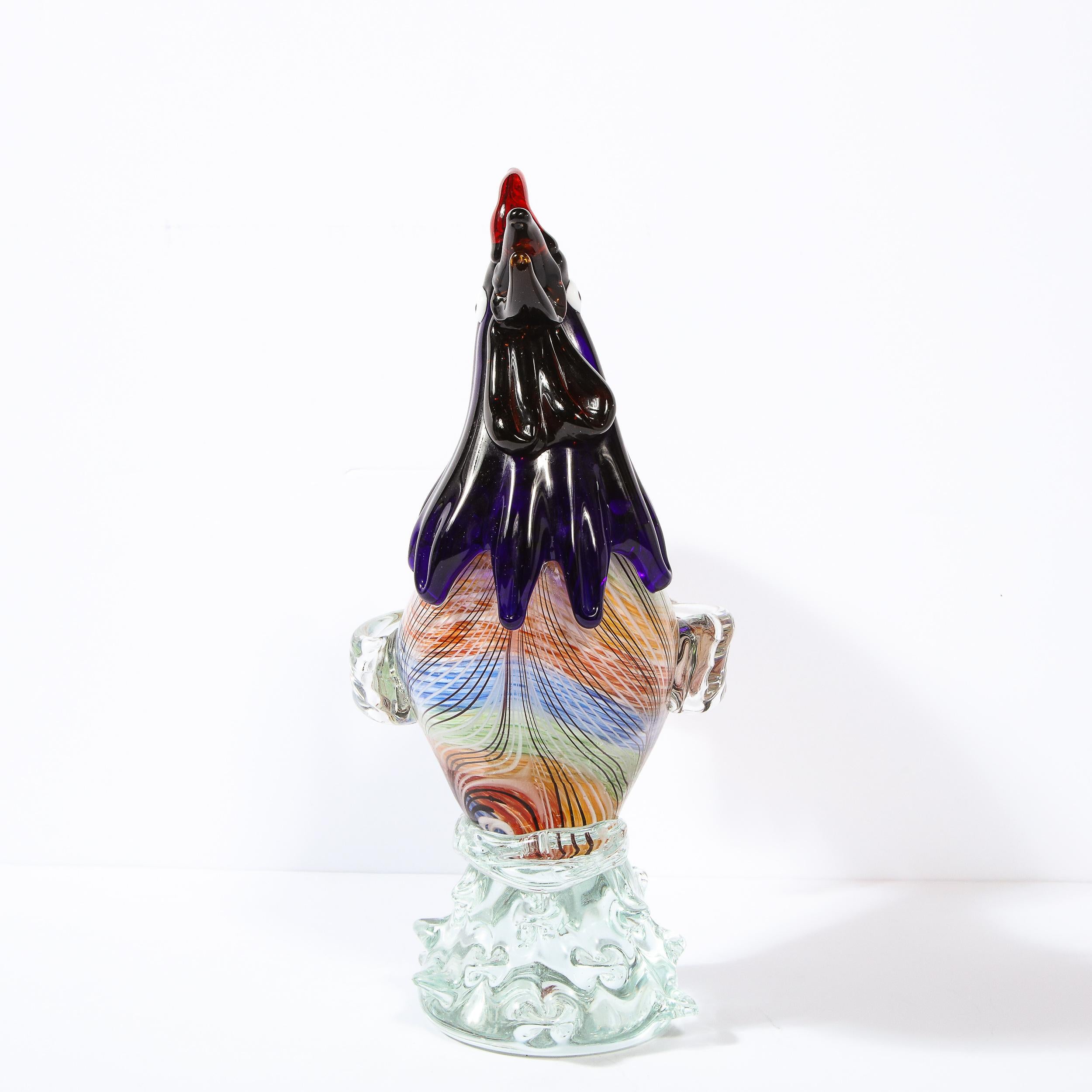 Mid-Century Modern Handblown Murano Stylized Rooster Sculpture 1