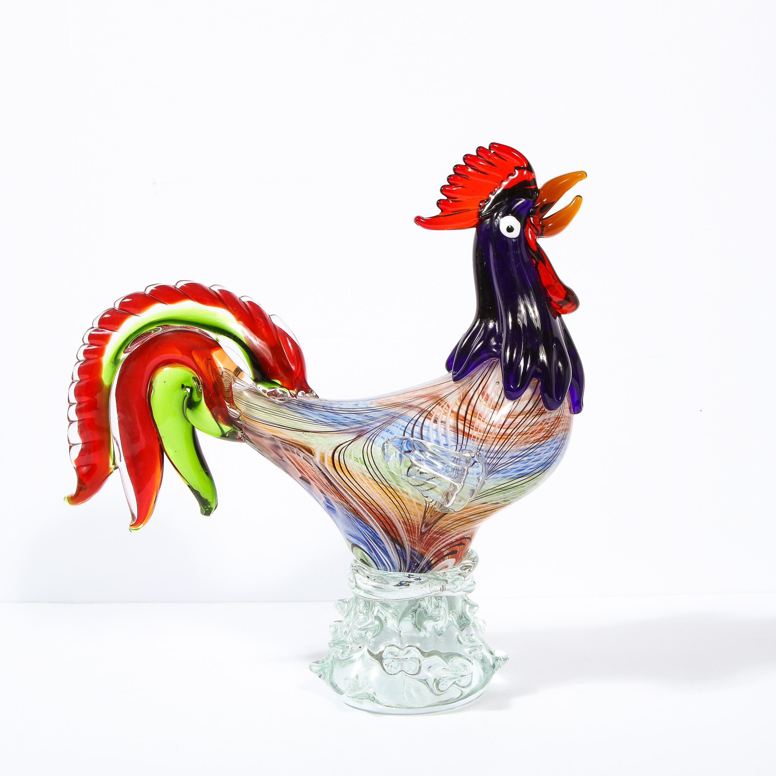 Mid-Century Modern Handblown Murano Stylized Rooster Sculpture 3