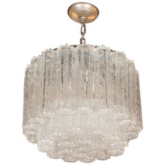 Mid Century Modern Handblown Murano Tronchi Chandelier with Chrome Fittings