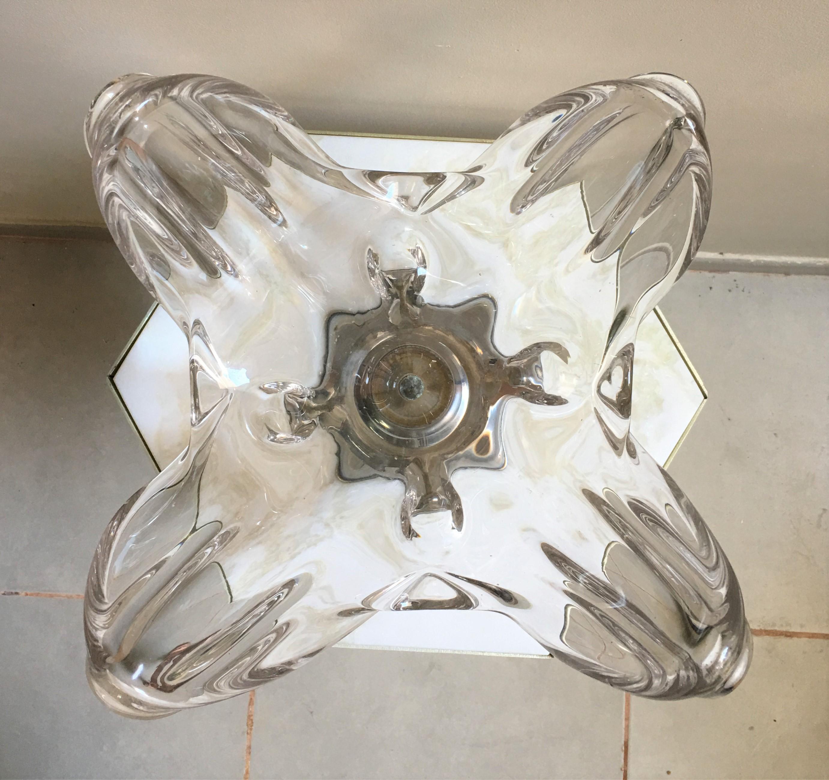 Mid-Century Modern Handblown or Cup Sculptural Translucent Bowl with Silver Base For Sale 1