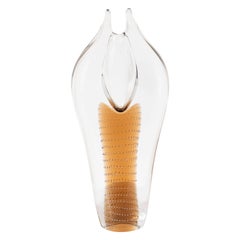 Vintage Mid-Century Modern Handblown Smoked Honey & Translucent Glass Vase by Beranek