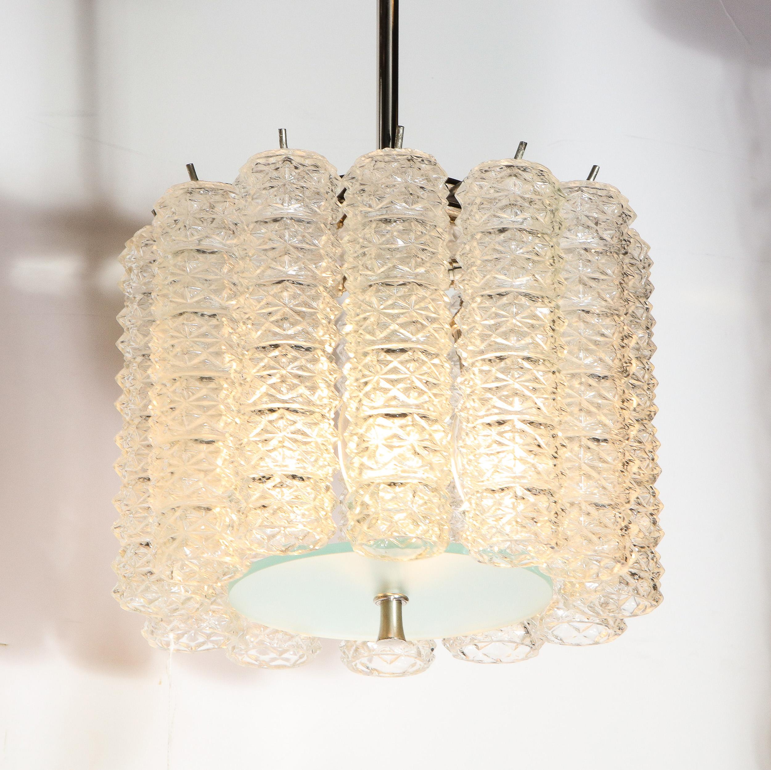 Mid-Century Modern Hand Blown Translucent and Frosted Murano Glass Chandelier In Good Condition In New York, NY