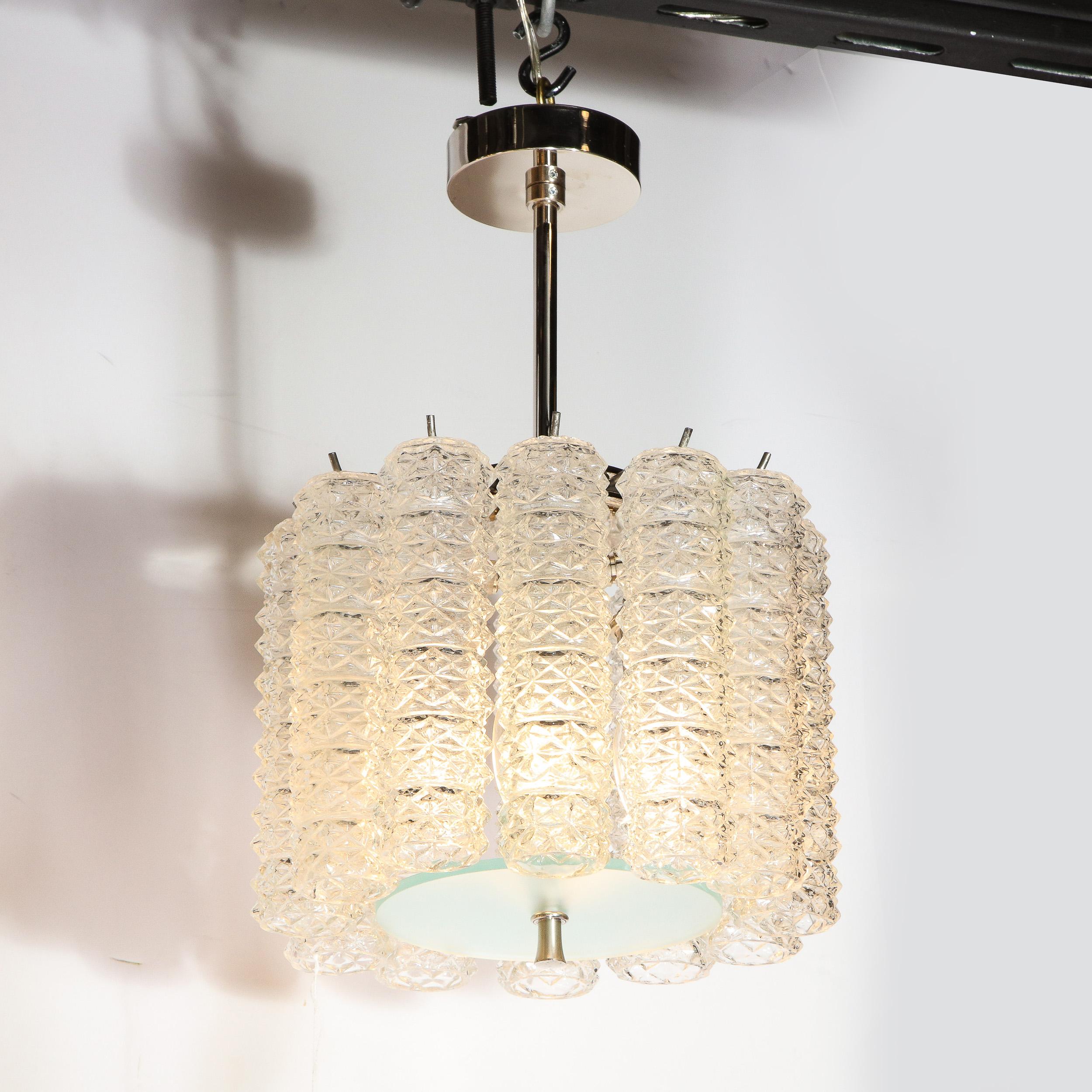 Late 20th Century Mid-Century Modern Hand Blown Translucent and Frosted Murano Glass Chandelier