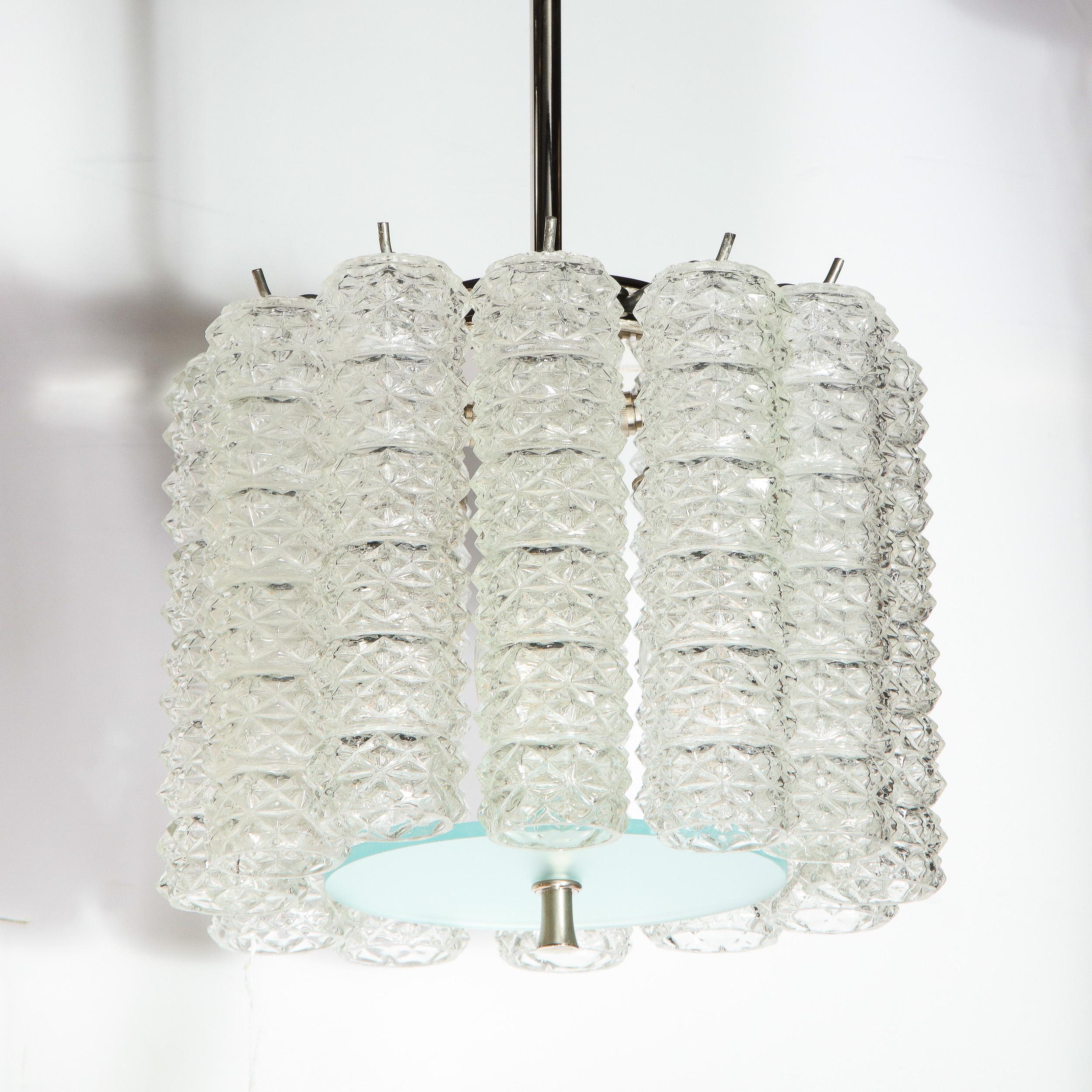 Mid-Century Modern Hand Blown Translucent and Frosted Murano Glass Chandelier 1