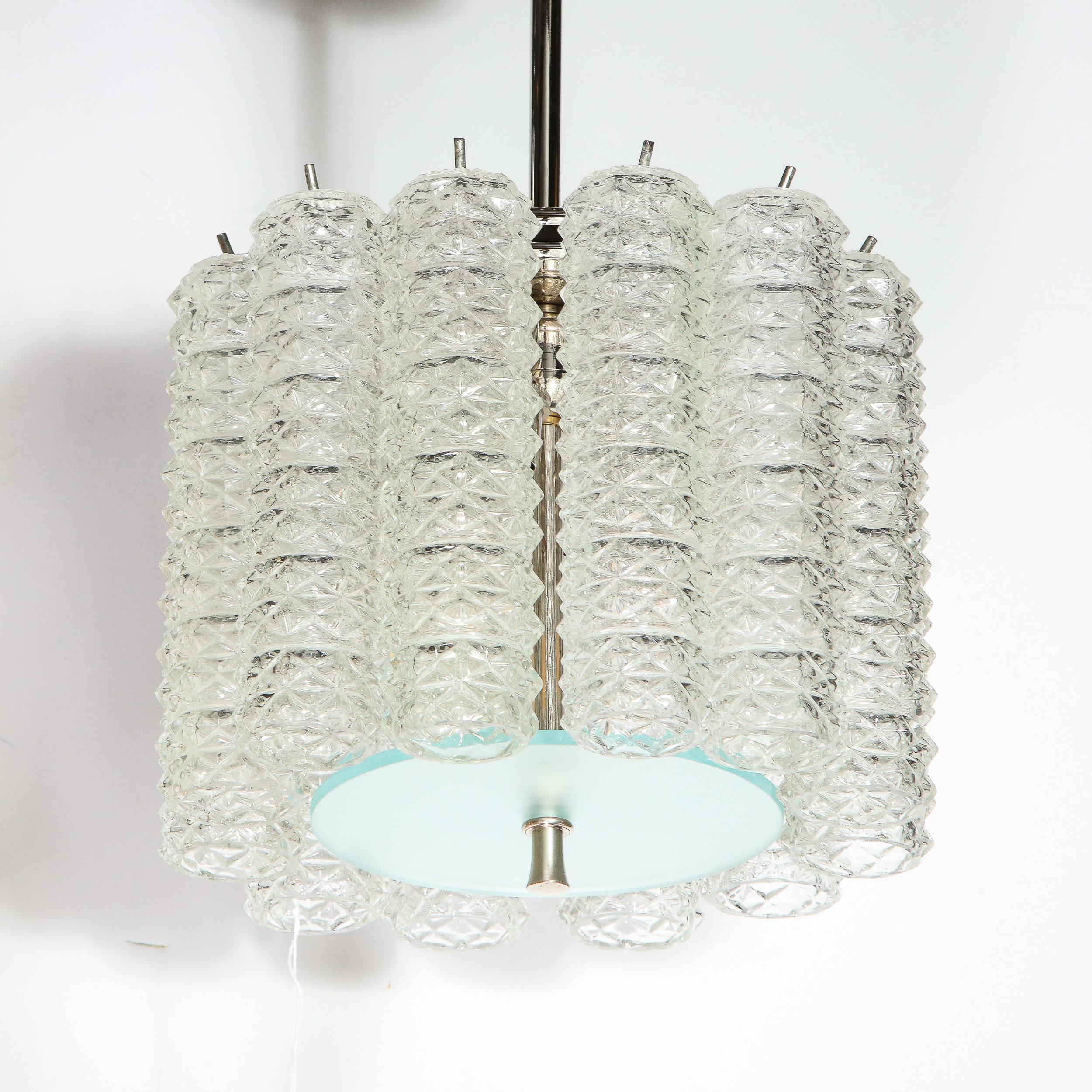 Mid-Century Modern Hand Blown Translucent and Frosted Murano Glass Chandelier 2