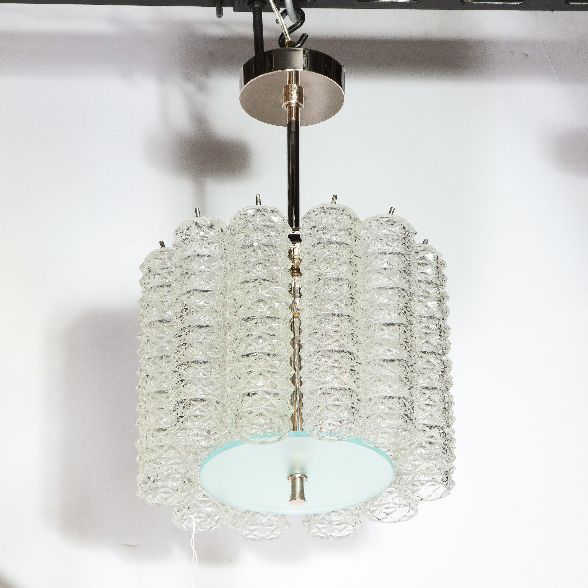Mid-Century Modern Hand Blown Translucent and Frosted Murano Glass Chandelier 3