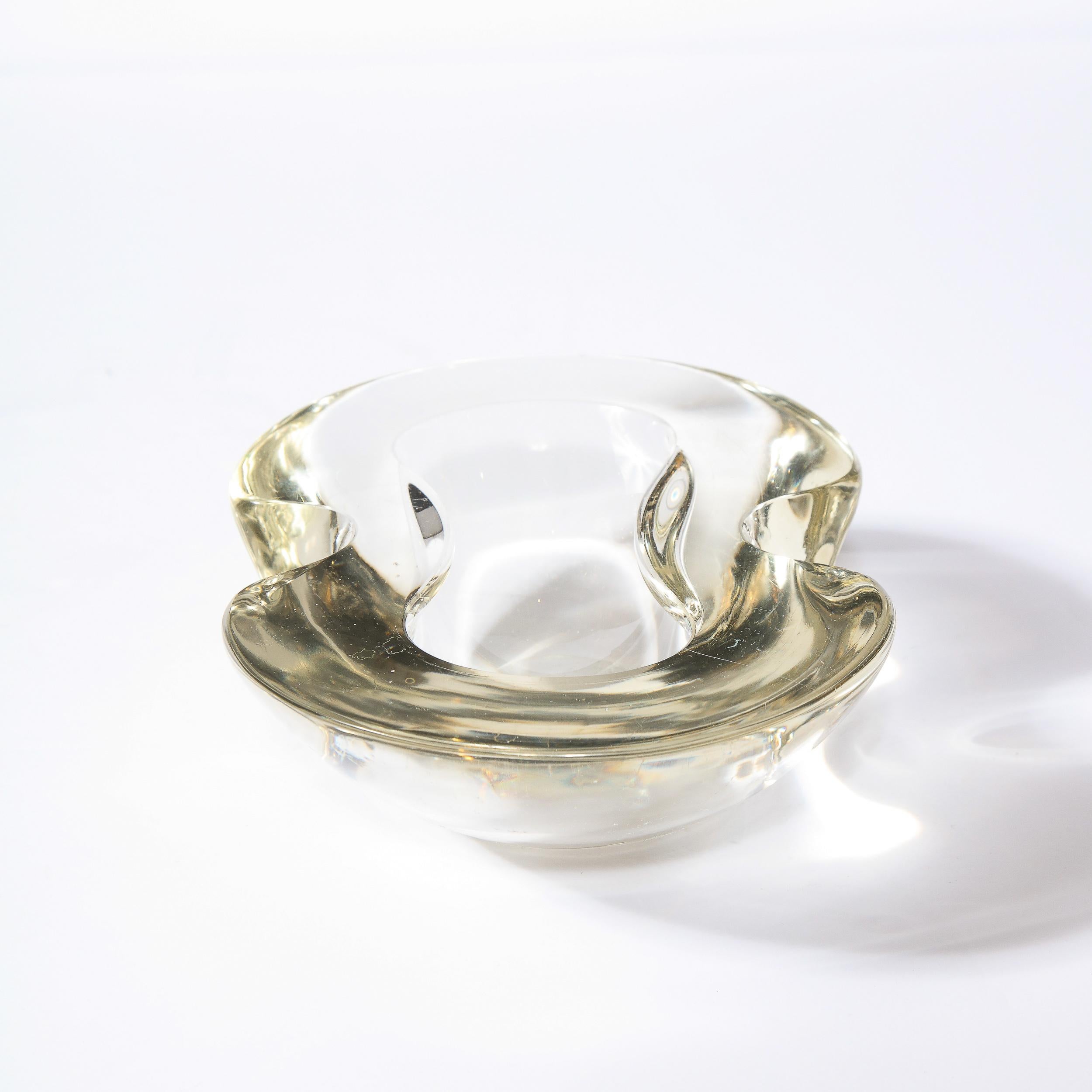 Mid-20th Century Mid-Century Modern Handblown Translucent Murano Bowl with Scalloped Sides
