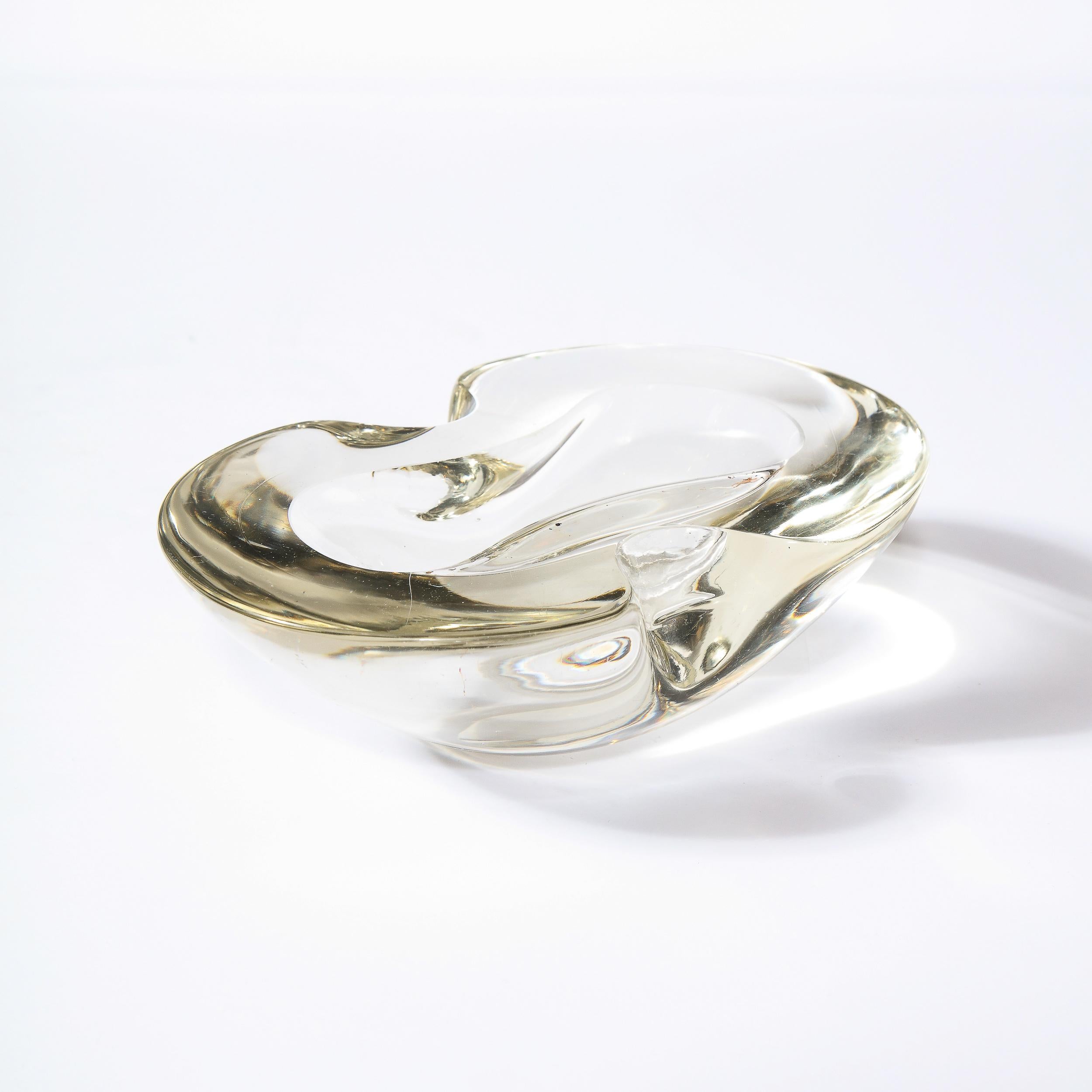Murano Glass Mid-Century Modern Handblown Translucent Murano Bowl with Scalloped Sides